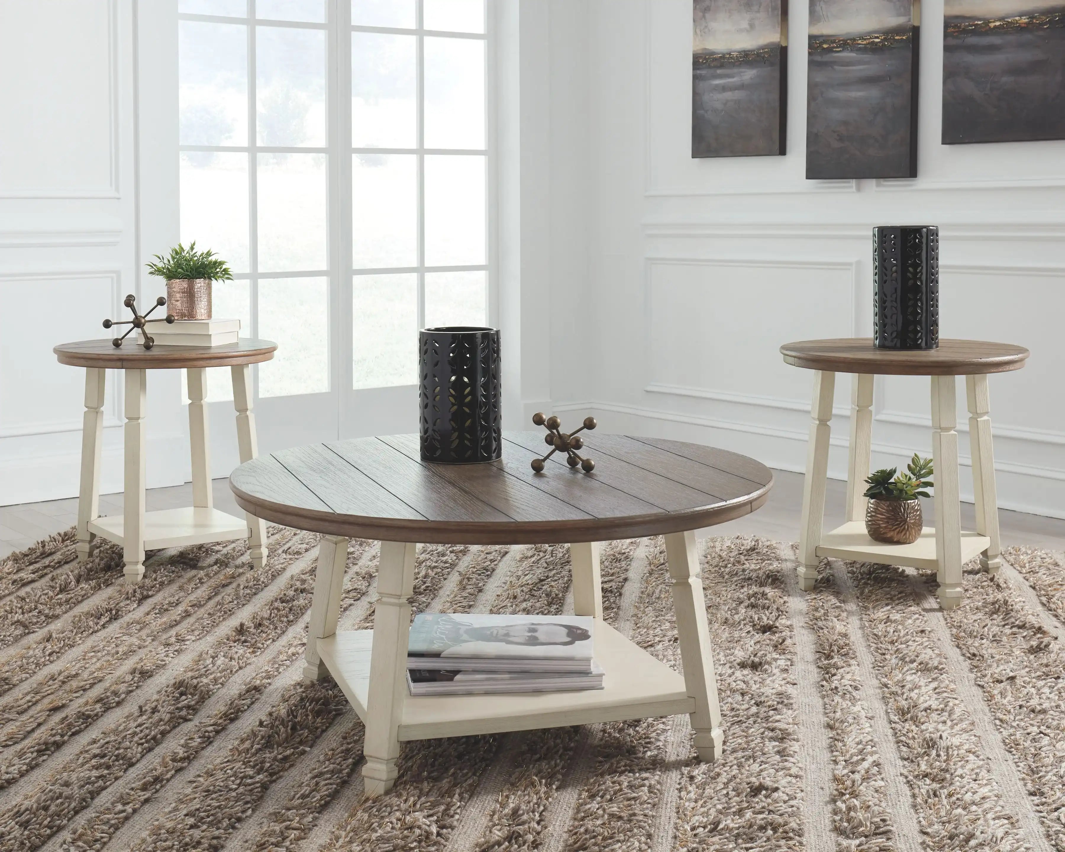 Bolanbrook - Occasional Table Set (Set of 3) - White / Brown / Beige - Best Buy Furniture