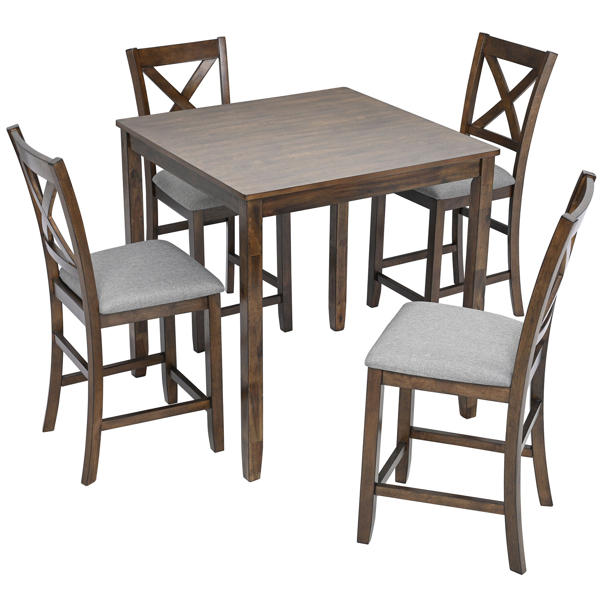 5 Piece Dining Table Set, Wooden Dining Square Table Set For 4 - Best Buy Furniture
