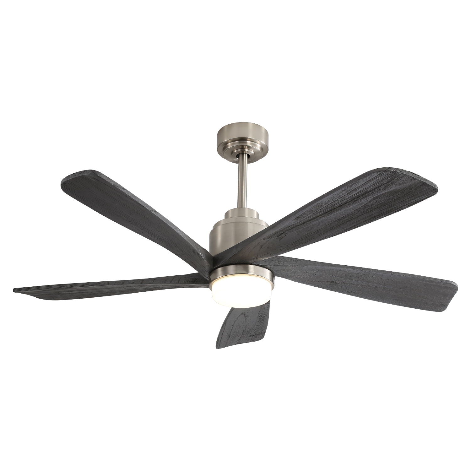 Modern Ceiling Fan With Dimmable LED Light 5 Solid Wood Blades Remote Control Reversible Dc Motor With Smart App Control - Nickel - Best Buy Furniture