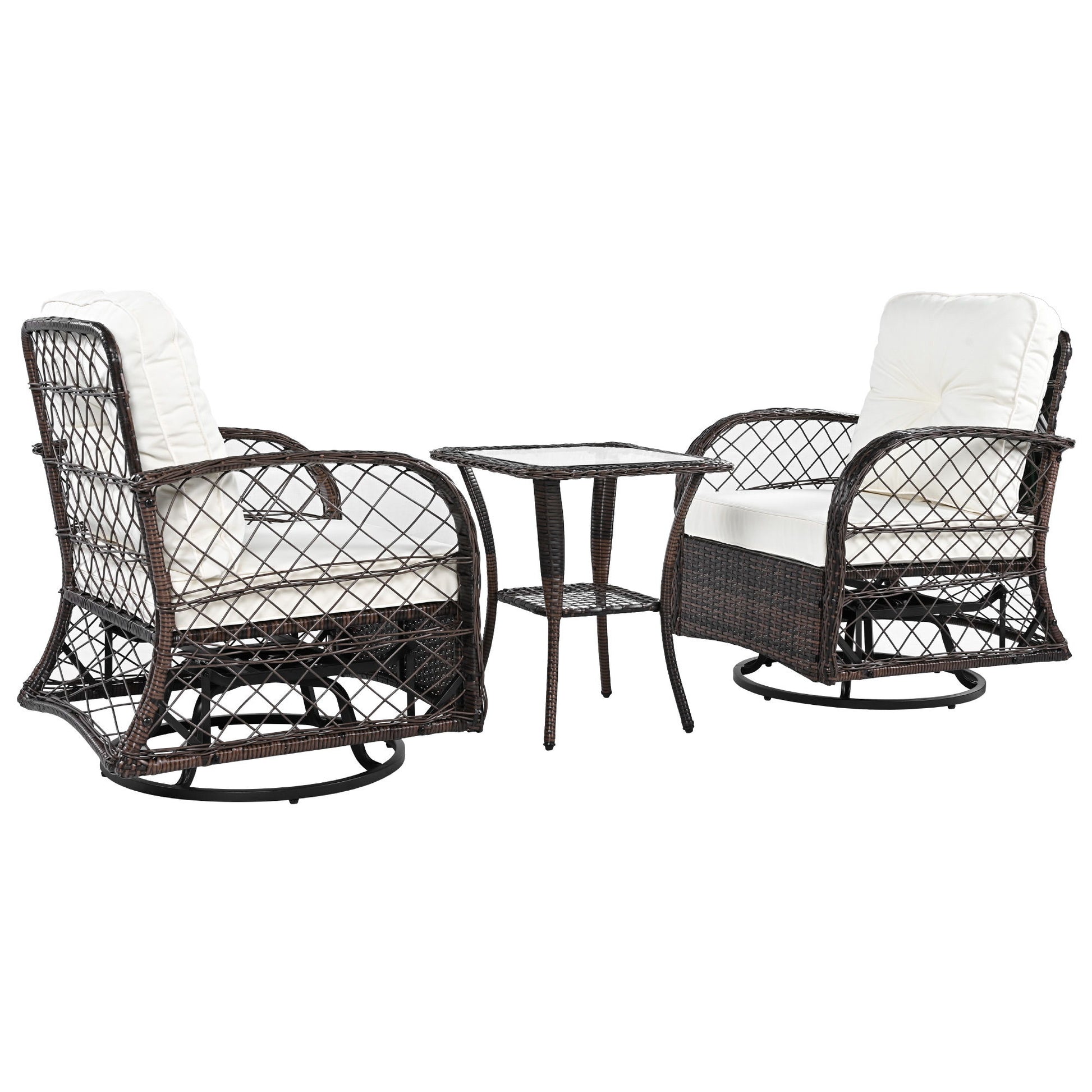 3 Piece Outdoor Chair & Table Set Chat Set, 2 Person Rattan Seating Group - Best Buy Furniture