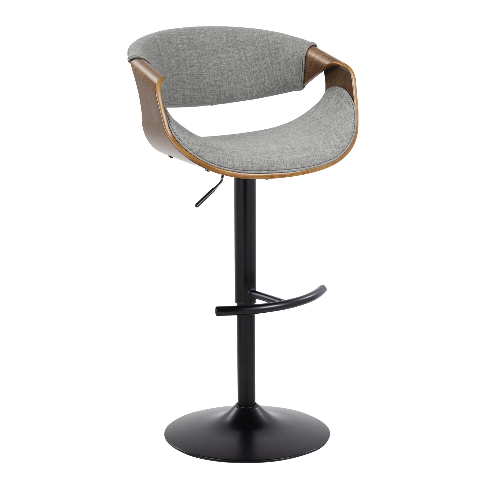 Curvo - Mid Century Modern Adjustable Barstool With Swivel & Rounded T Footrest (Set of 2) - Best Buy Furniture