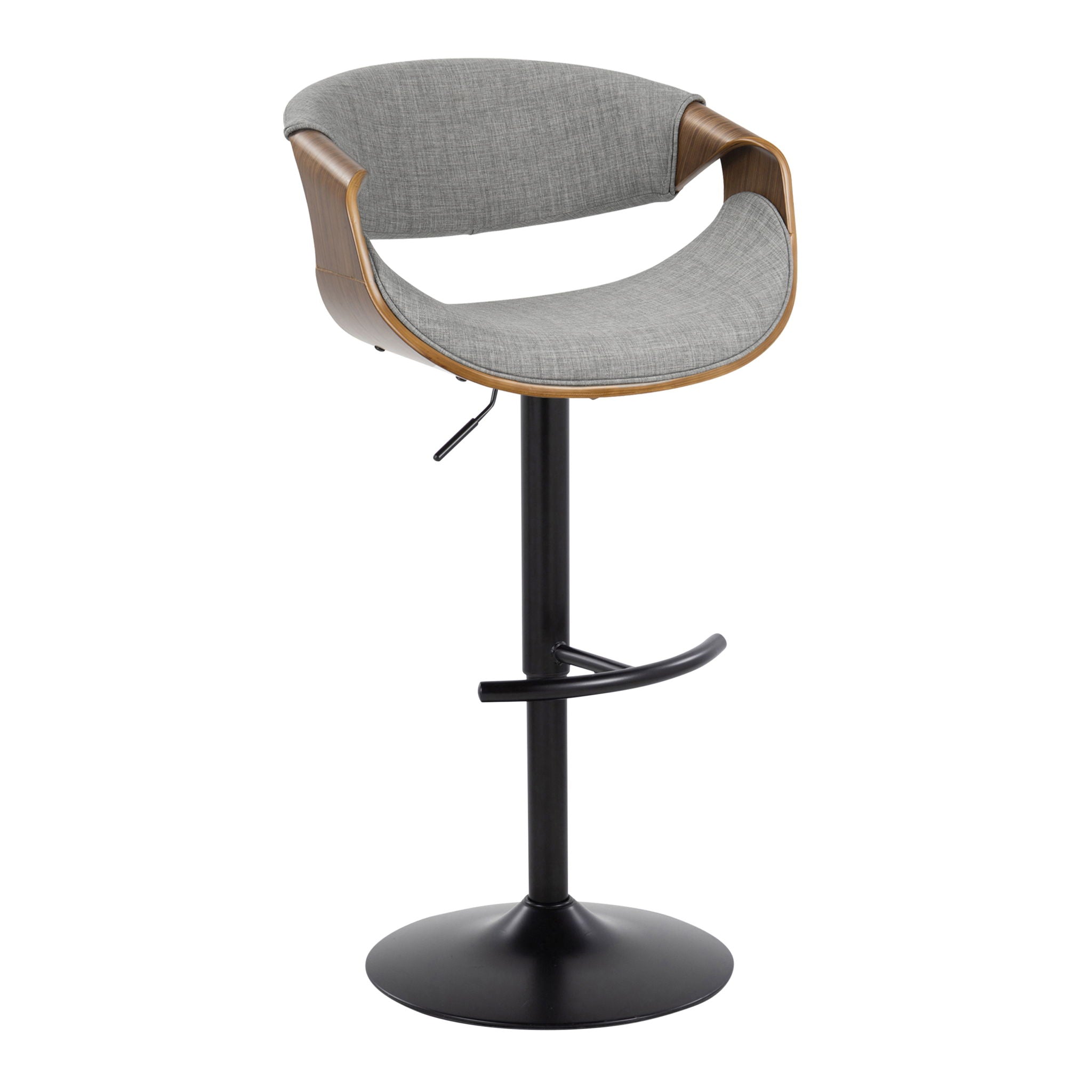 Curvo - Mid Century Modern Adjustable Barstool With Swivel & Rounded T Footrest (Set of 2) - Best Buy Furniture