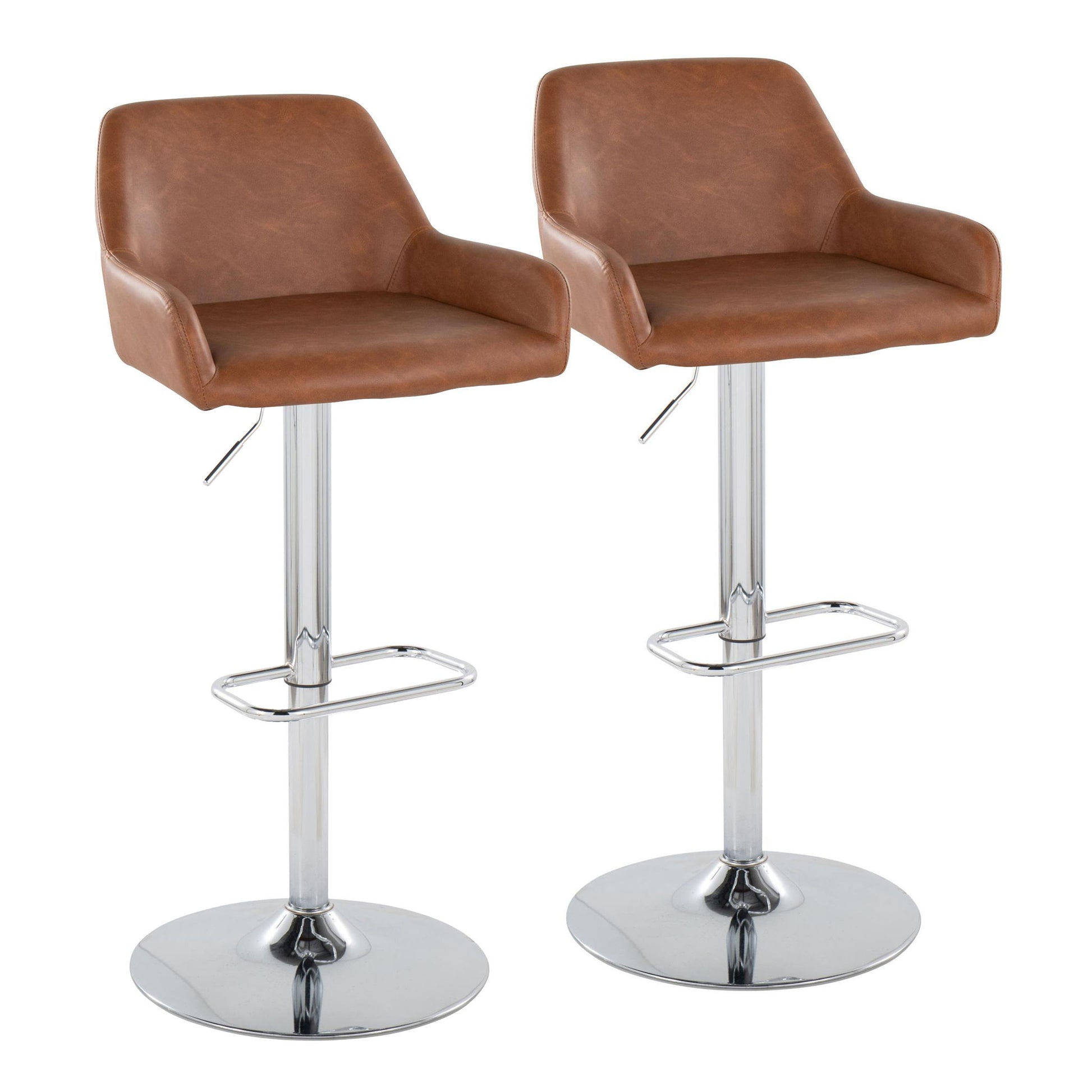 Daniella - Contemporary Adjustable Barstool With Swivel With Rounded Rectangle Footrest (Set of 2) - Best Buy Furniture