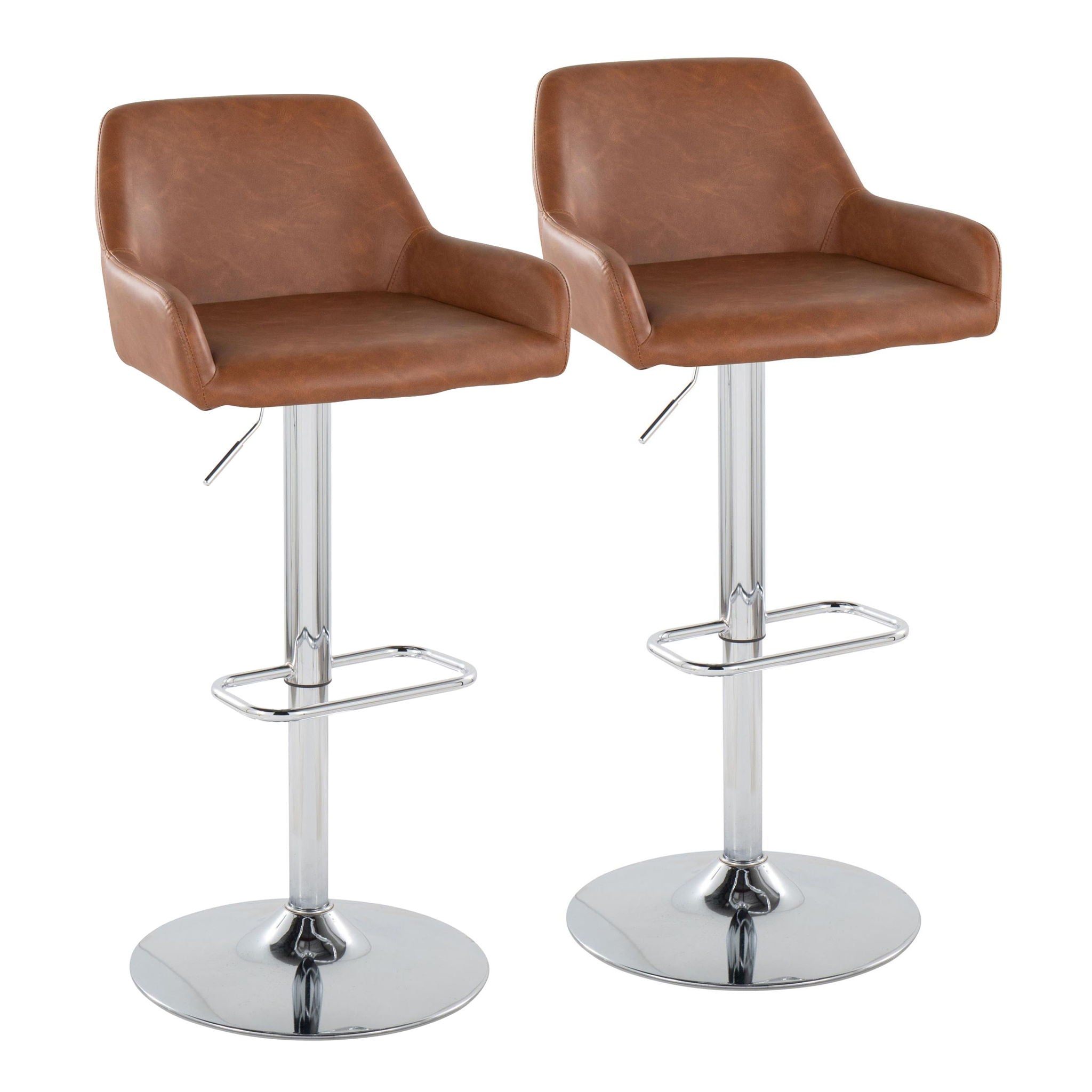 Daniella - Contemporary Adjustable Barstool With Swivel With Rounded Rectangle Footrest (Set of 2) - Best Buy Furniture