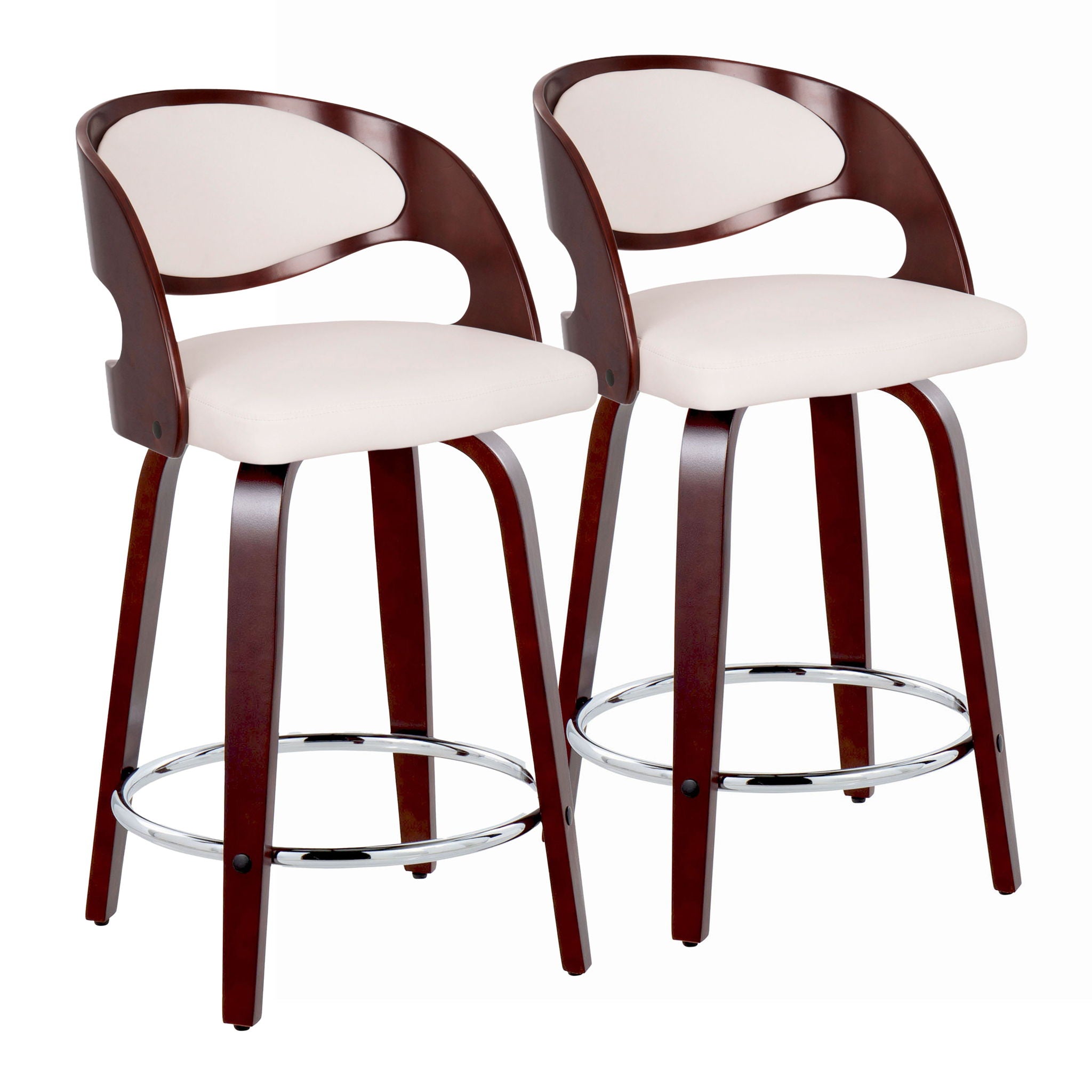 Pino - Mid Century Modern Fixed Height Barstool With Swivel With Round Footrest (Set of 2) - Best Buy Furniture