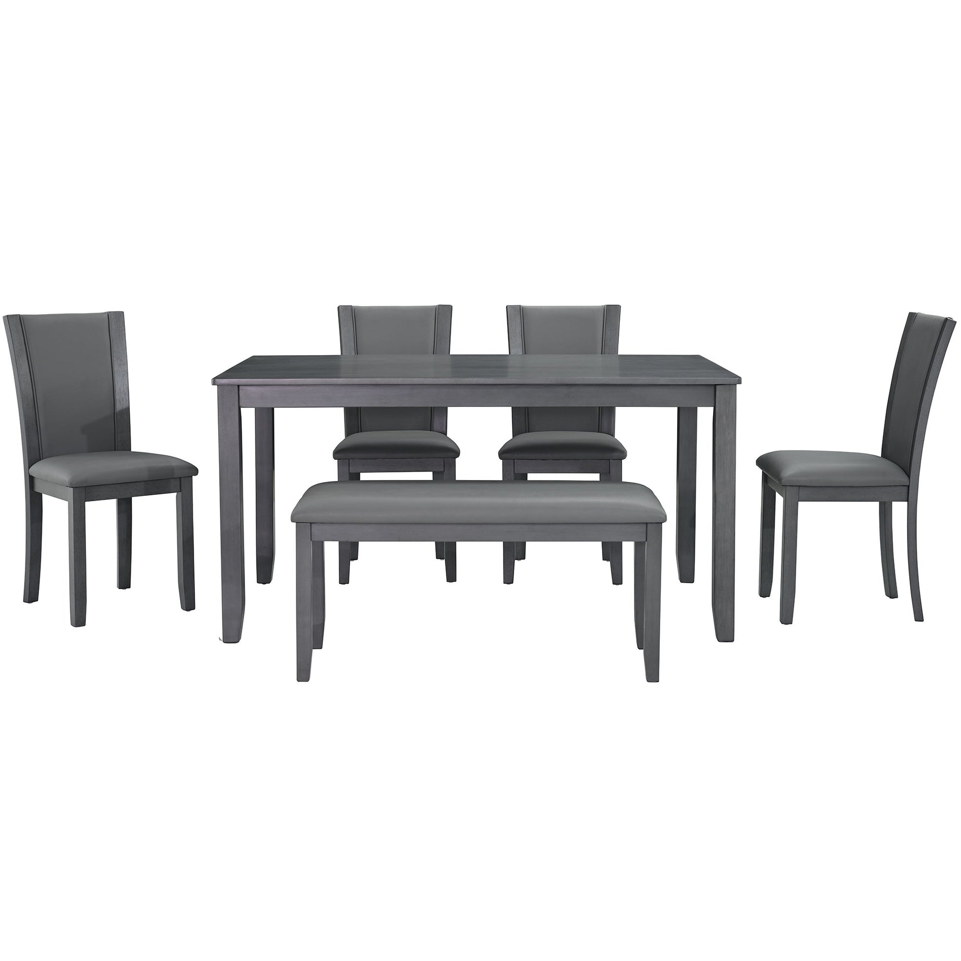Modern 6 Piece Dining Table Set With Bench And Chairs For Dining Room Or Kitchen - Gray - Best Buy Furniture