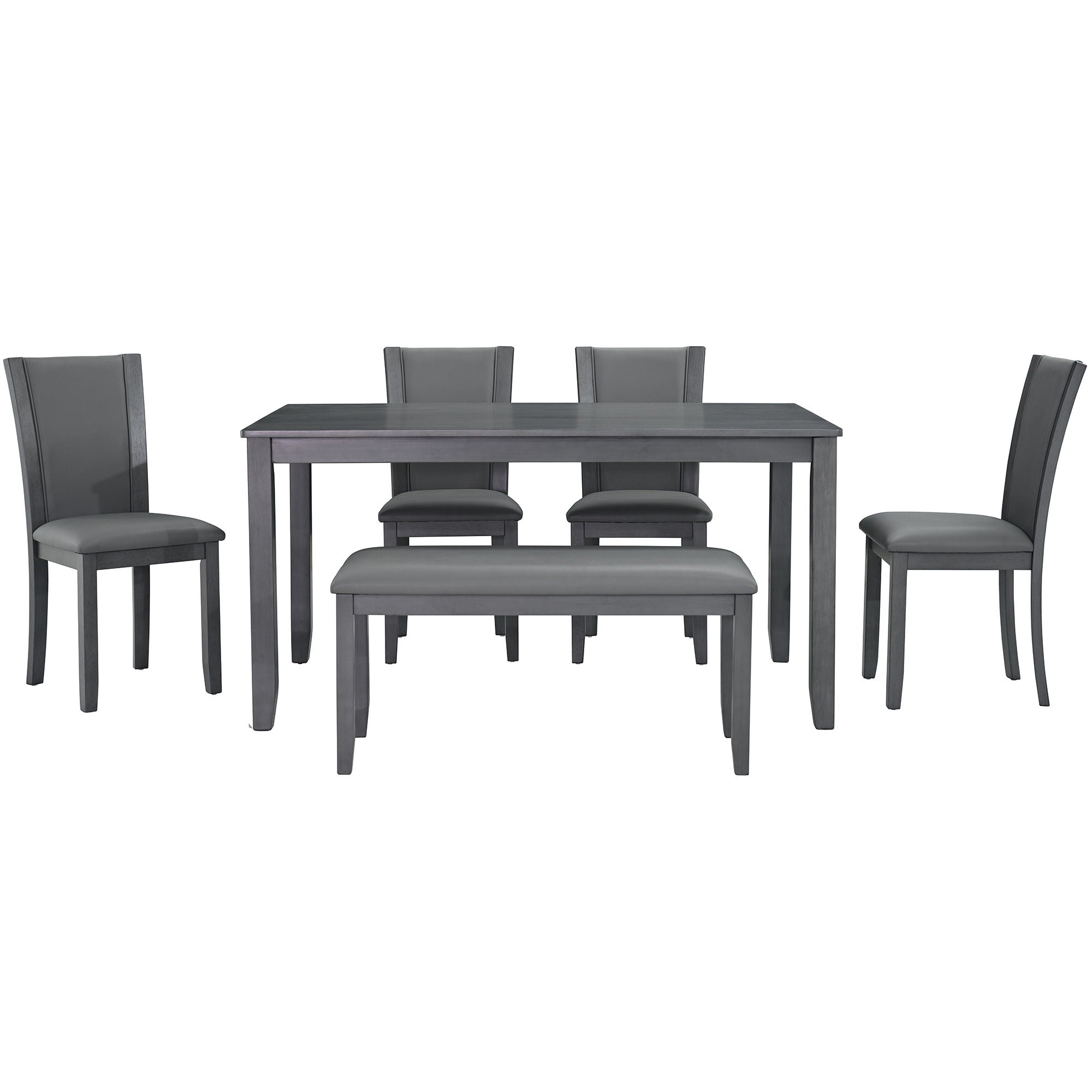 Modern 6 Piece Dining Table Set With Bench And Chairs For Dining Room Or Kitchen - Gray - Best Buy Furniture