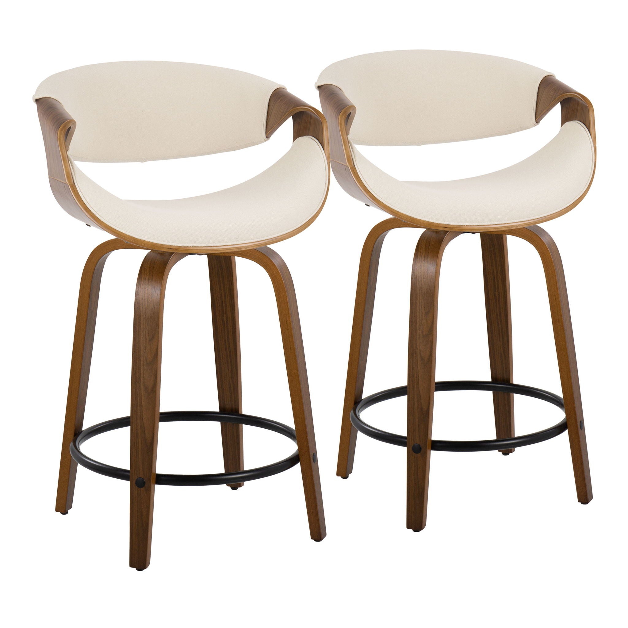 Curvini Mid - Century Modern Fixed Height Counter Stool With Swivel (Set of 2) - Best Buy Furniture