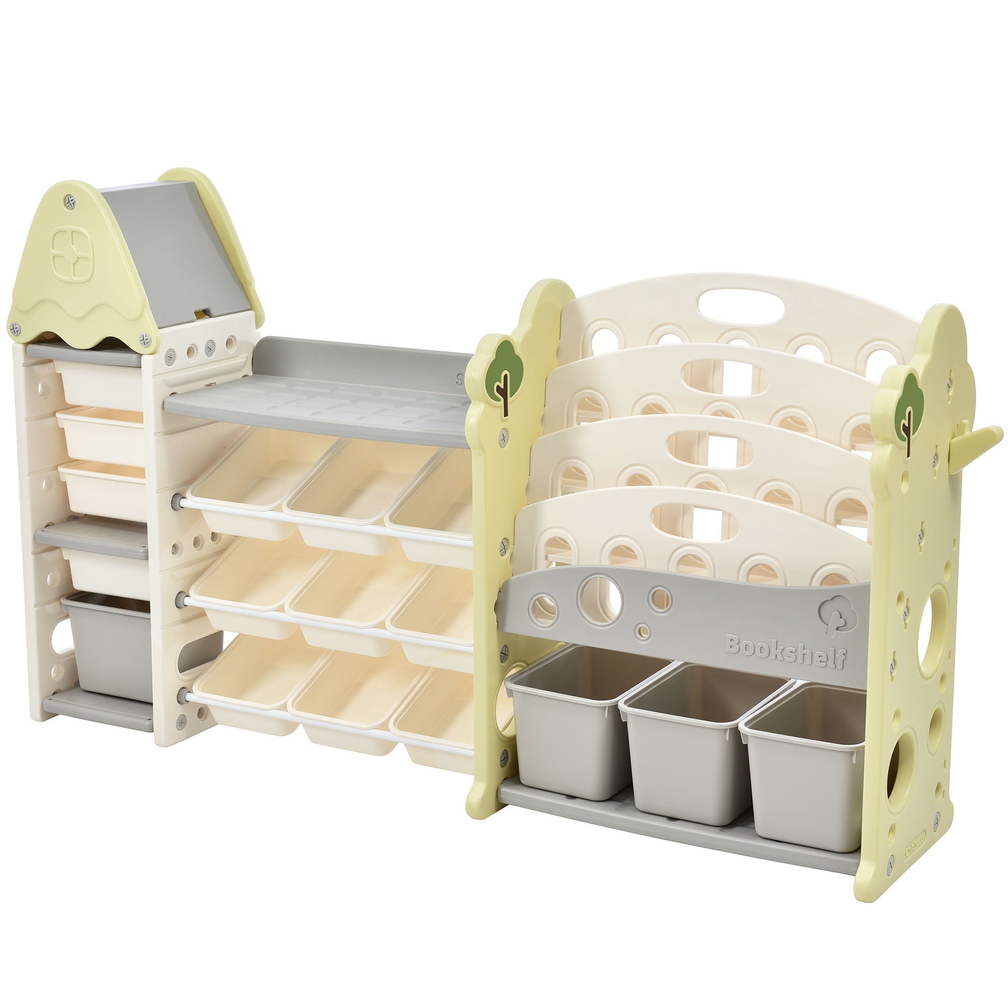 Kids Bookshelf Toy Storage Organizer With 17 Bins And 5 Bookshelves, Multi-Functional Nursery Organizer Kids Furniture Set Toy Storage Cabinet Unit With HDPE SheLF And Bins - Best Buy Furniture