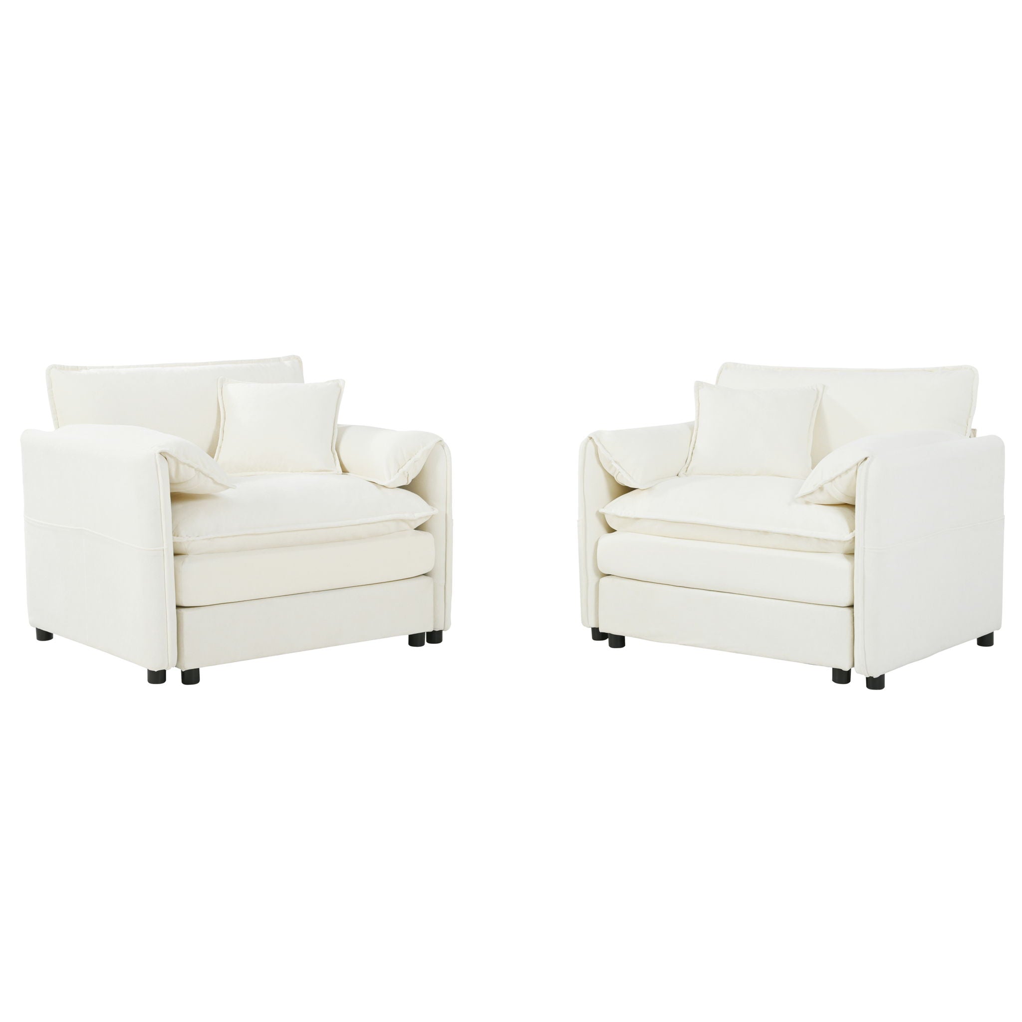 Modern Chenille Oversized Accent Chair, Comfy Single Sofa With Large Seat (Set of 2) - Best Buy Furniture