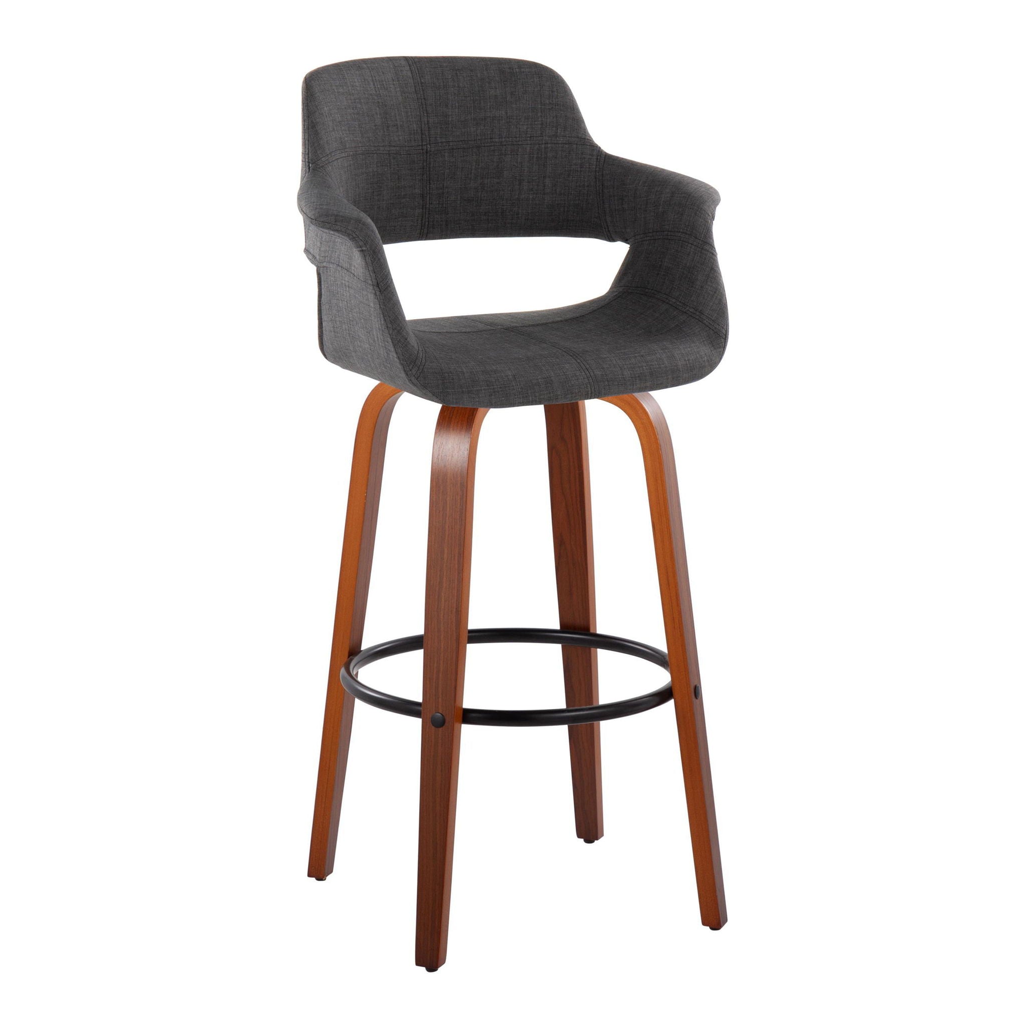 Vintage Flair - Mid Century Modern Fixed Height Barstool With Swivel With Round Footrest (Set of 2) - Best Buy Furniture