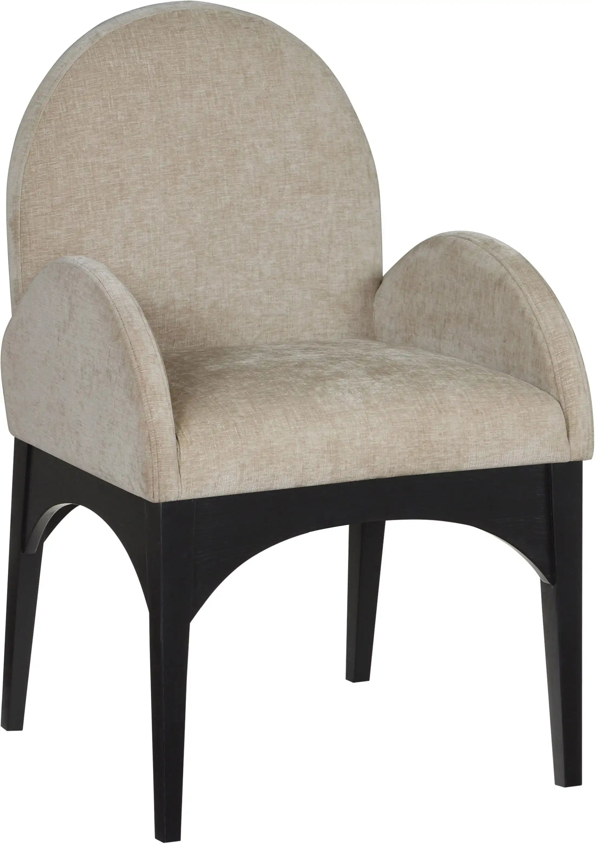 Waldorf - Chenille Dining Arm Chair With Black Legs - Best Buy Furniture