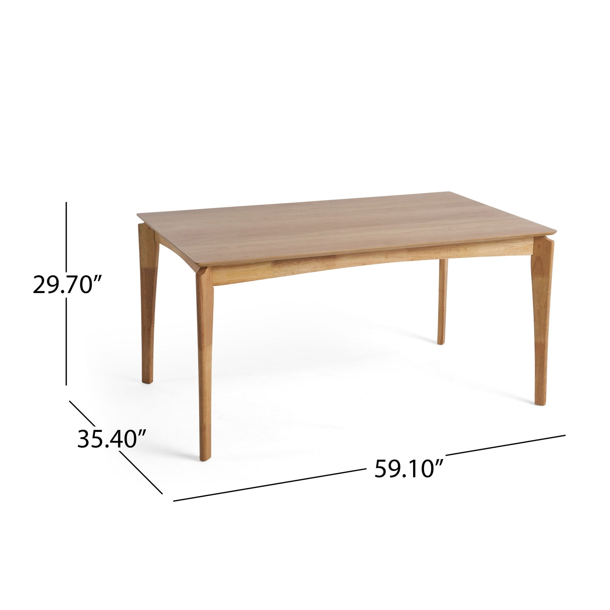 Mid Century Dining Table, Rubberwood With Walnut Veneer - Natural Oak - Best Buy Furniture
