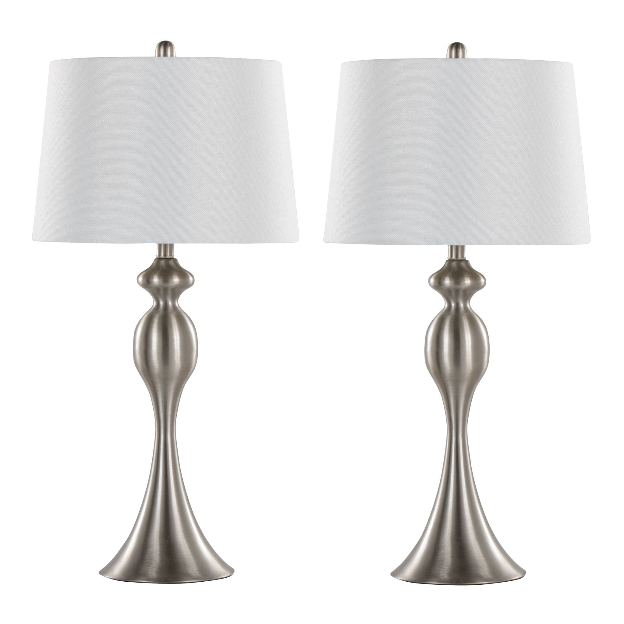 Ashland - Contemporary Table Lamp (Set of 2) - Nickel / White - Best Buy Furniture