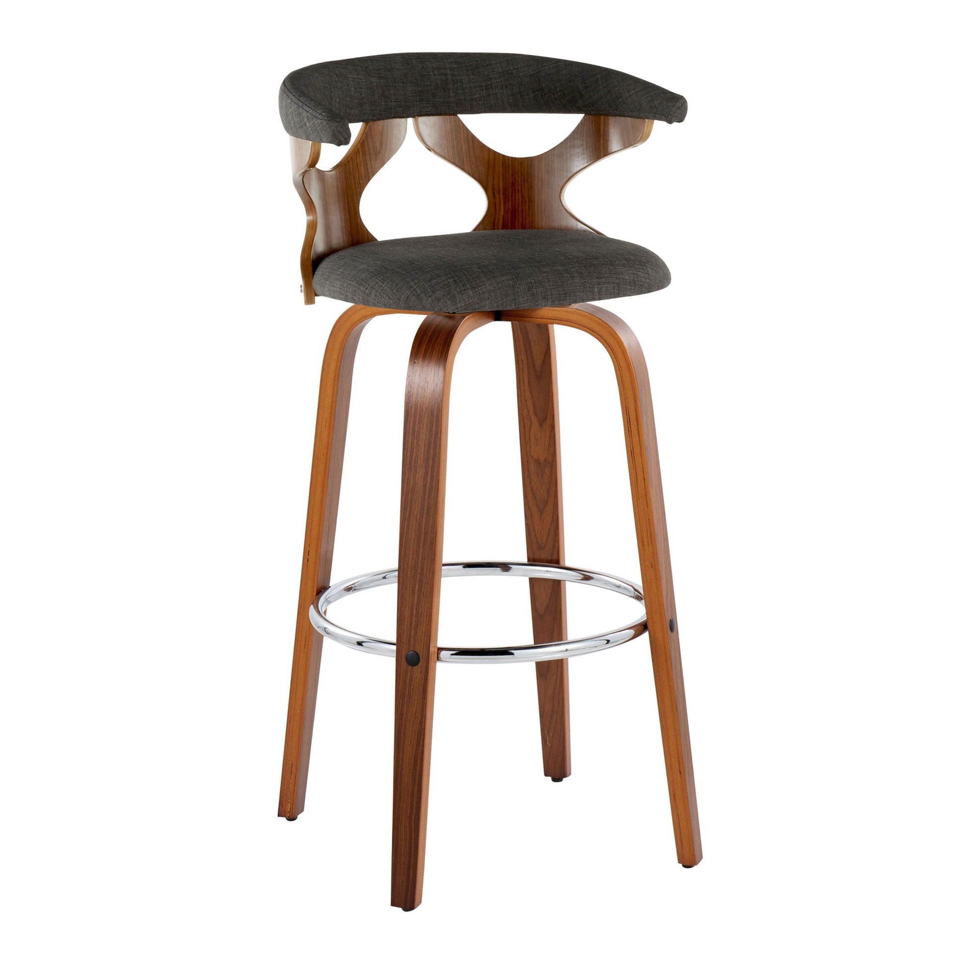 Gardenia - Mid Century Modern Fixed Height Barstool With Swivel With Round Footrest (Set of 2) - Best Buy Furniture