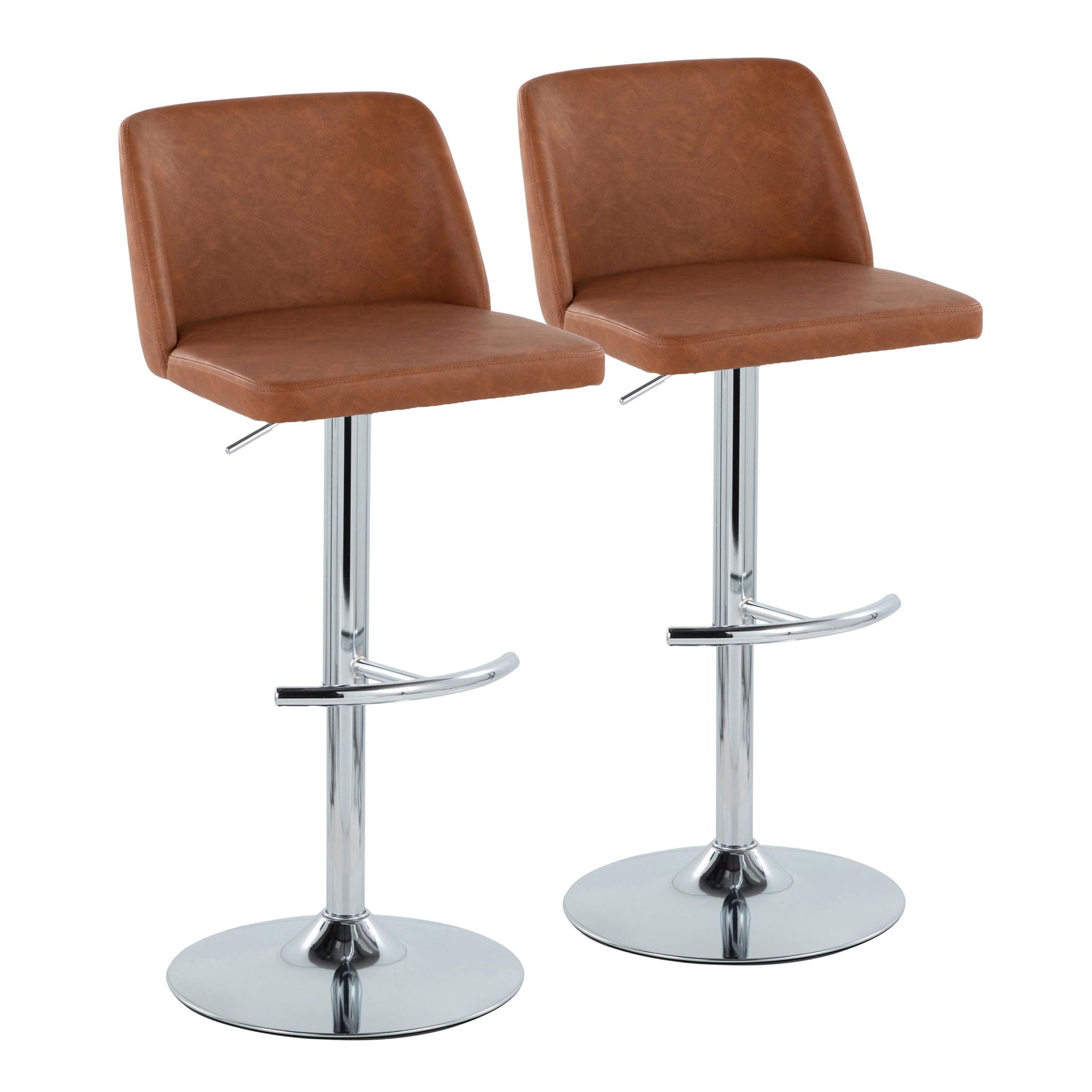 Toriano - Contemporary Adjustable Barstool With Swivel & Rounded T Footrest (Set of 2) - Best Buy Furniture
