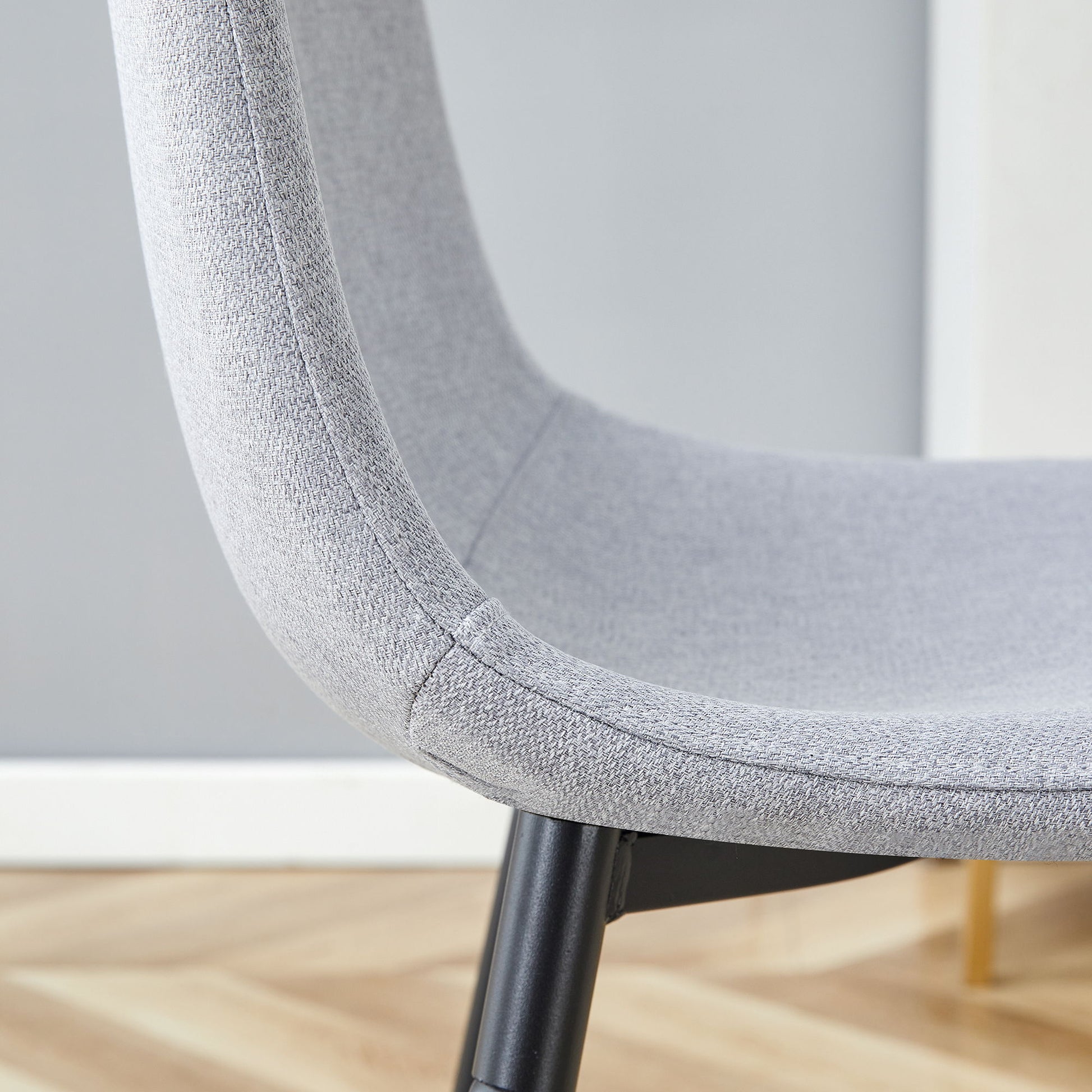 Modern Medieval Style Cushioned Side Chairs Set With Black Metal Legs For Kitchens - Best Buy Furniture