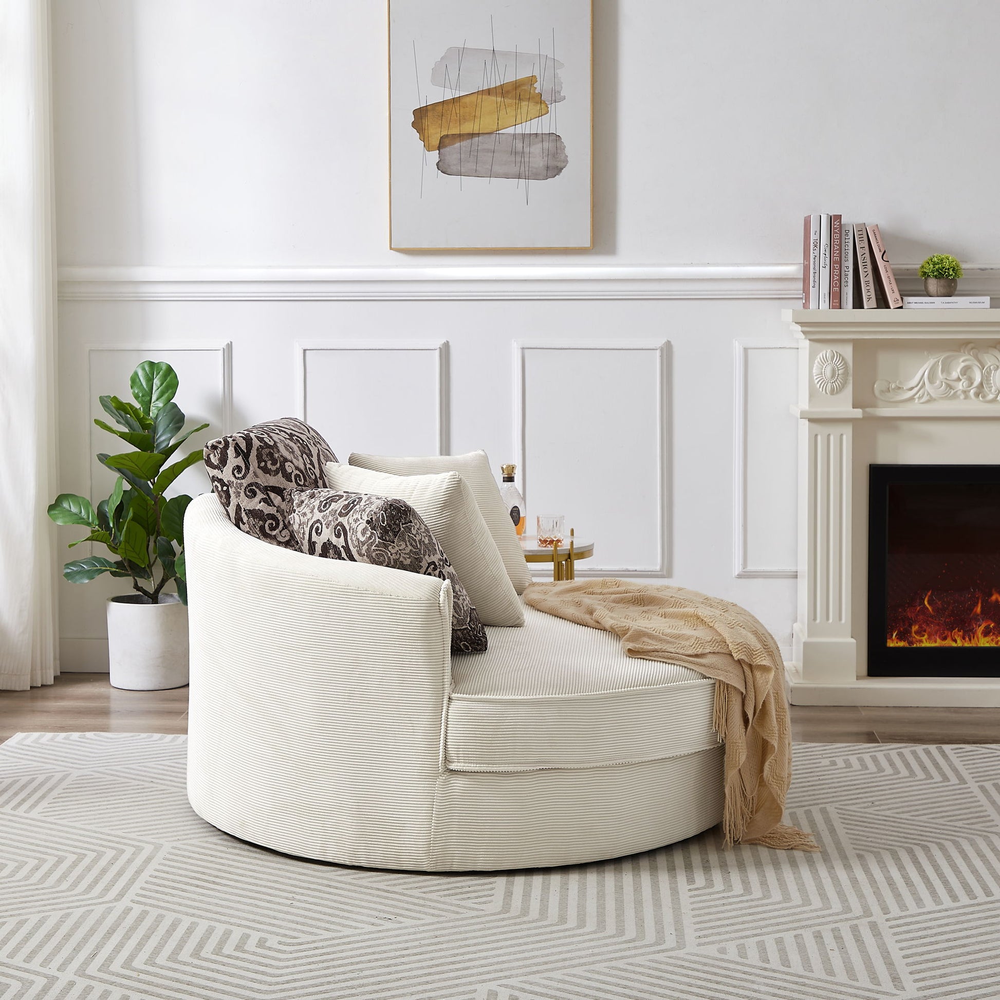 Swivel Accent Barrel Chair With 5 Movable Pillow 360 Degree Swivel Round Sofa Chair For Living Room, Bedroom, Hotel - Best Buy Furniture