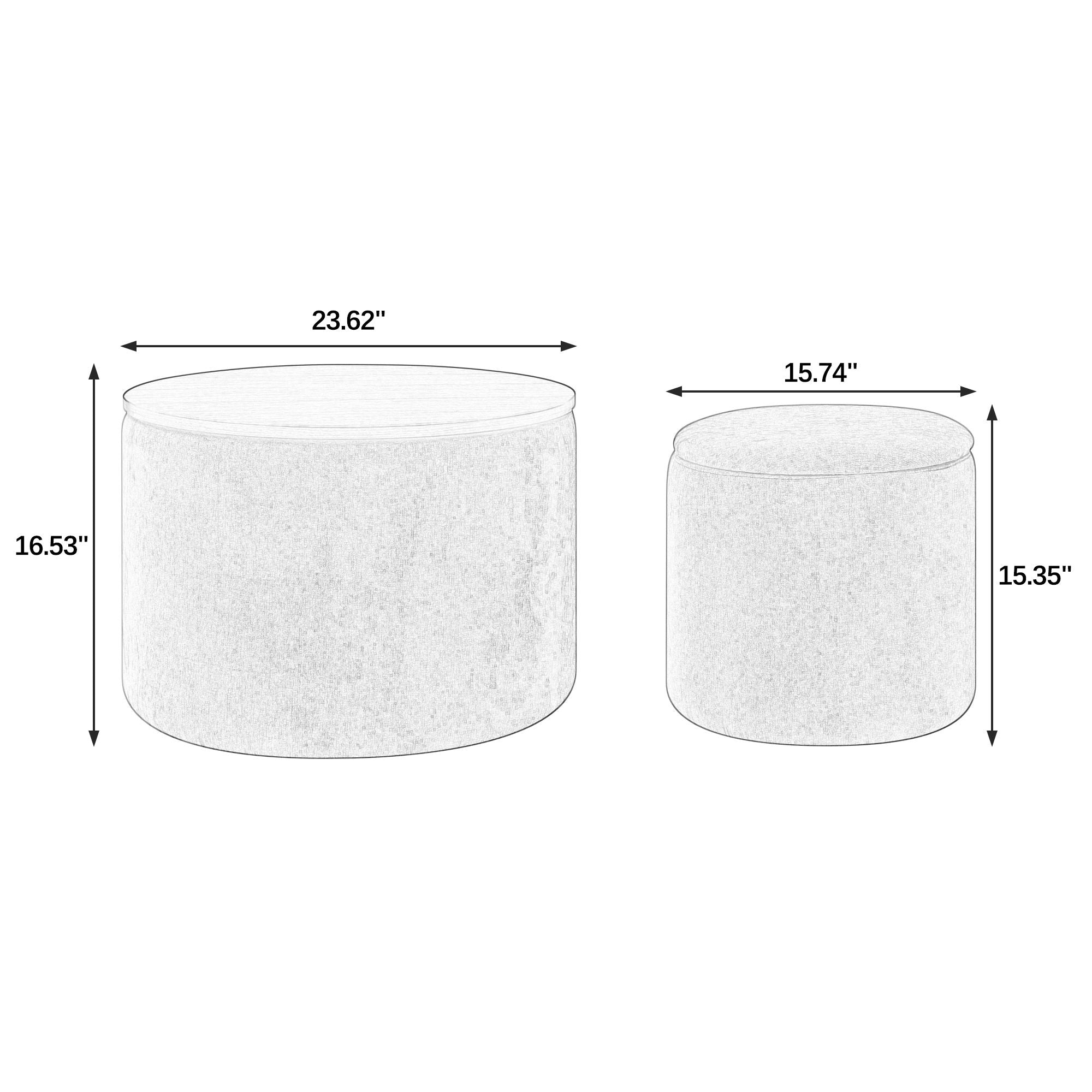 Classic 2 Piece Round Storage Ottoman Set With Drum Shaped Stool - Best Buy Furniture