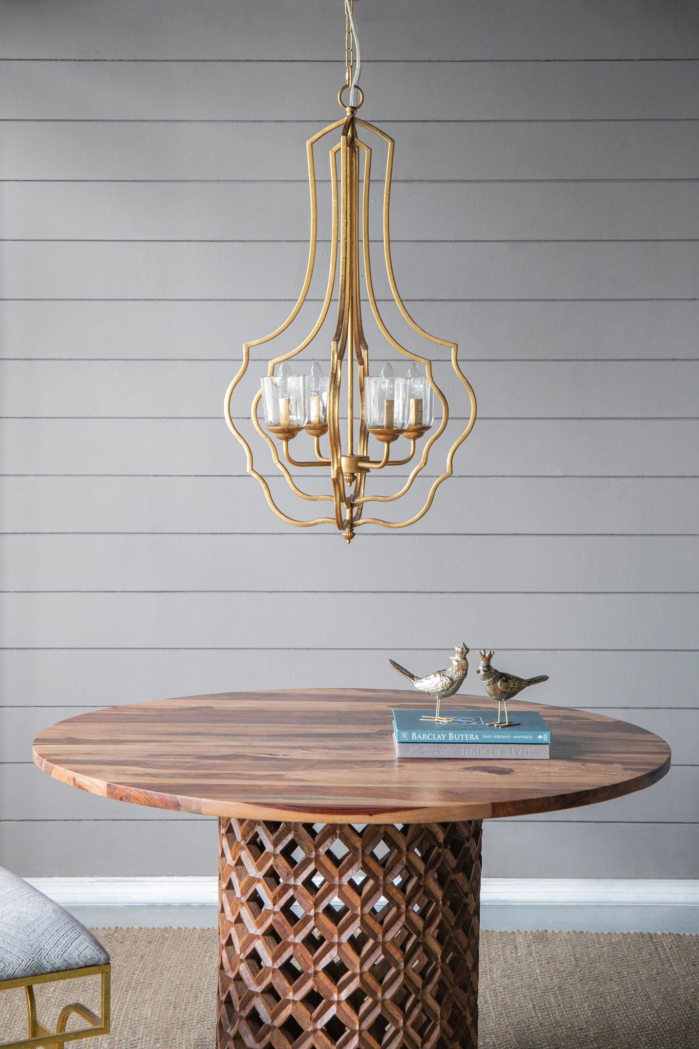 4 Light Metal Chandelier, Hanging Light Fixture With Adjustable Chain For Kitchen, Bulb Not Included - Gold - Best Buy Furniture