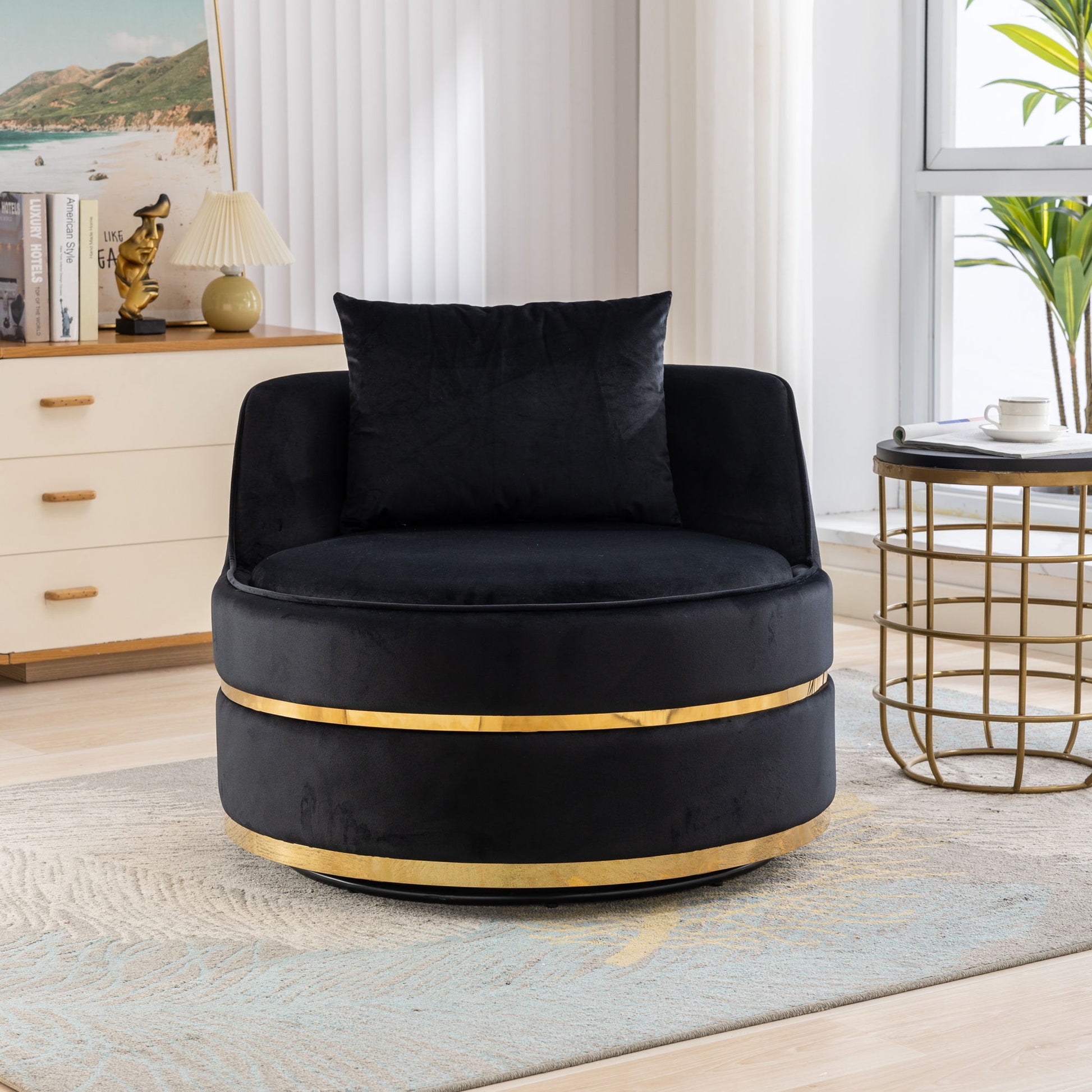 360 Degree Swivel Over Sized Upholstered Barrel Chair - Best Buy Furniture