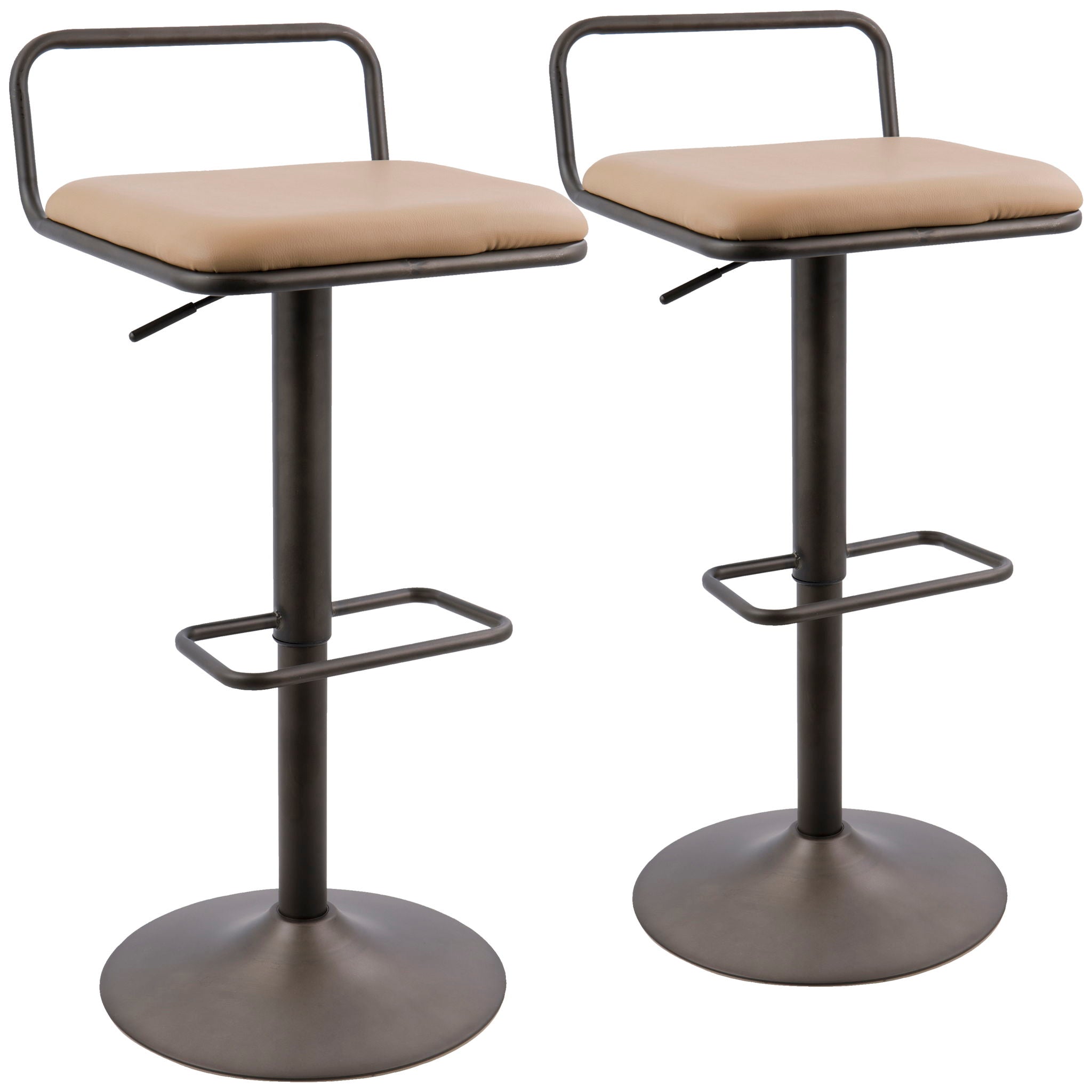 Beta - Industrial Barstool (Set of 2) - Camel - Best Buy Furniture