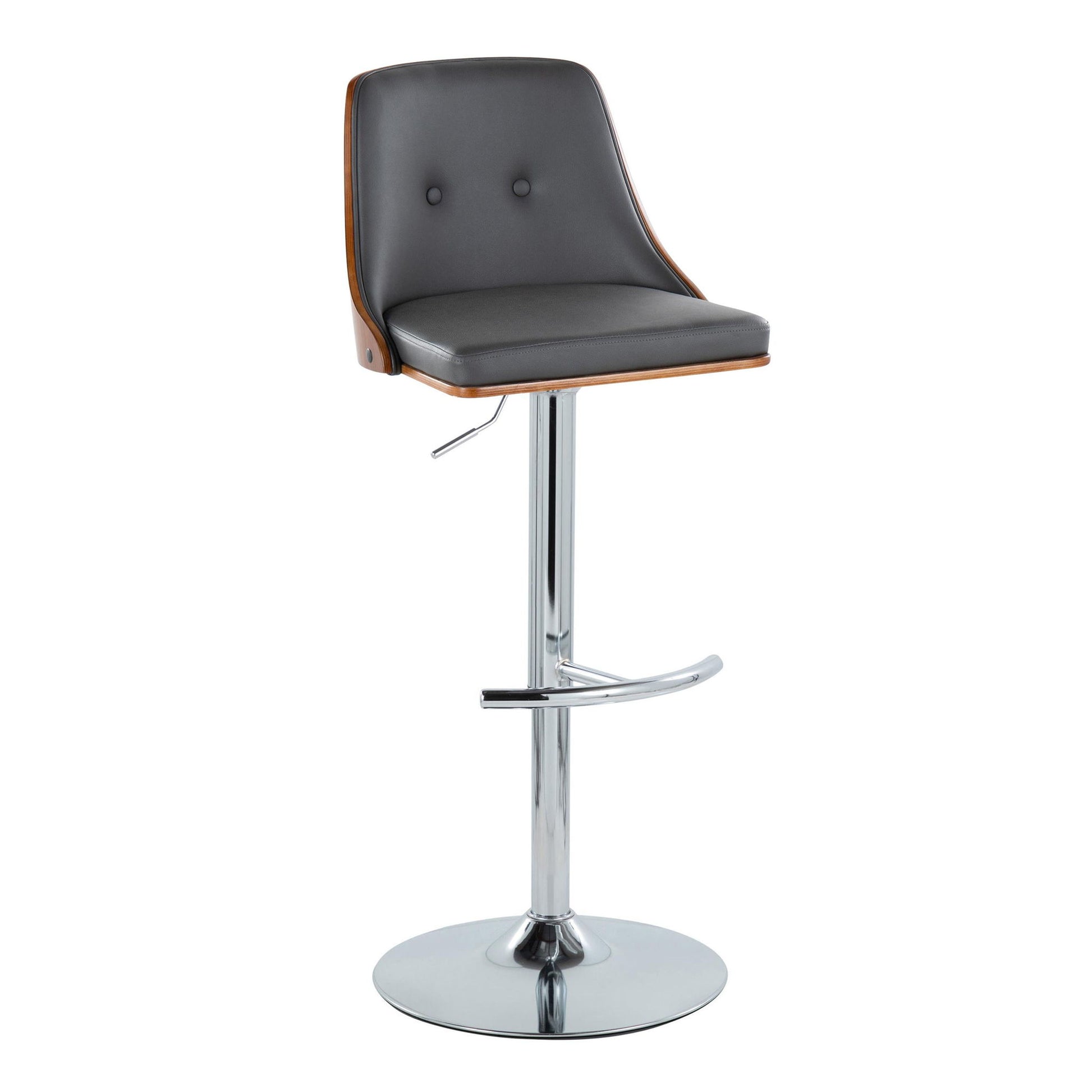 Gianna - Mid Century Modern Adjustable Barstool With Swivel With Rounded T Footrest (Set of 2) - Best Buy Furniture