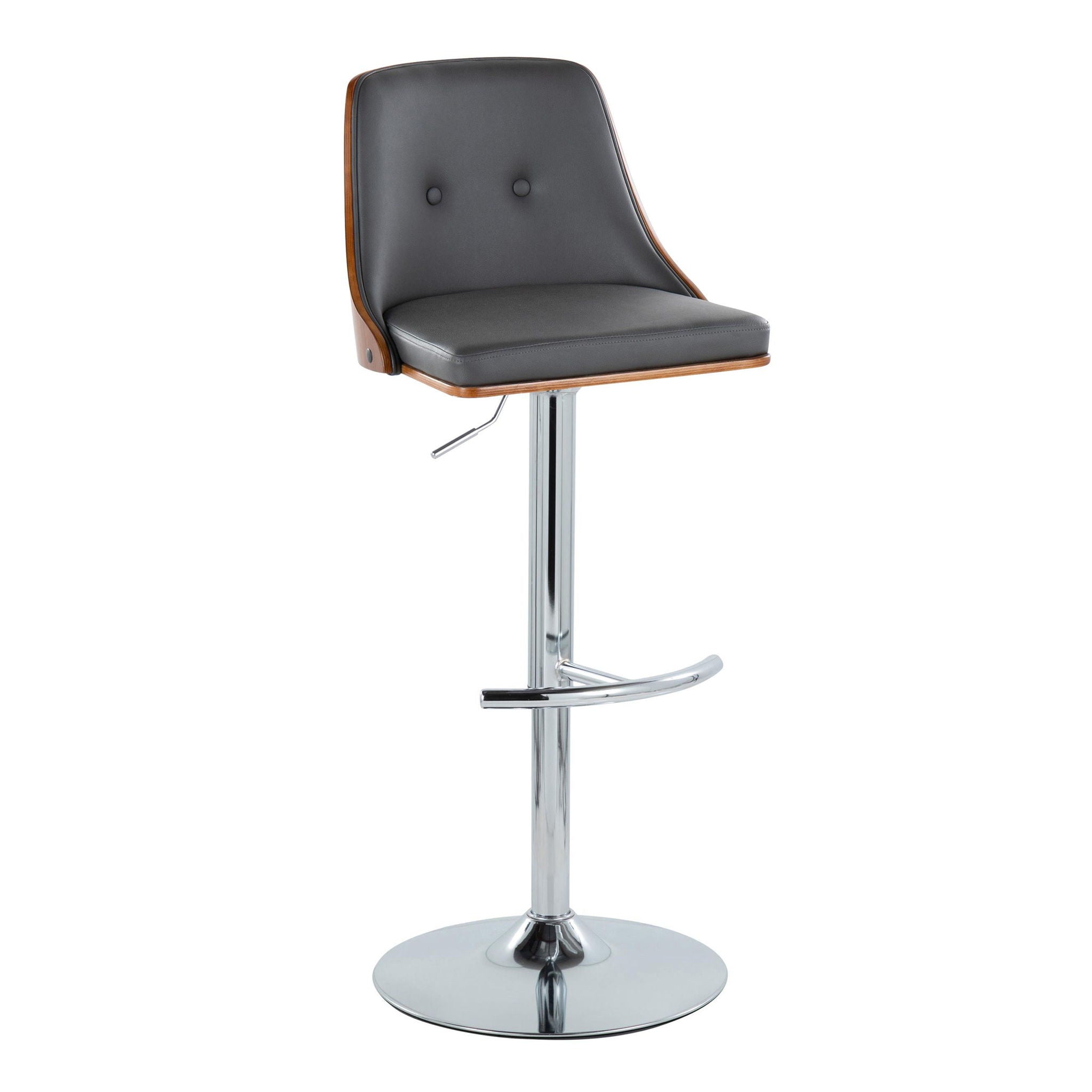 Gianna - Mid Century Modern Adjustable Barstool With Swivel With Rounded T Footrest (Set of 2) - Best Buy Furniture