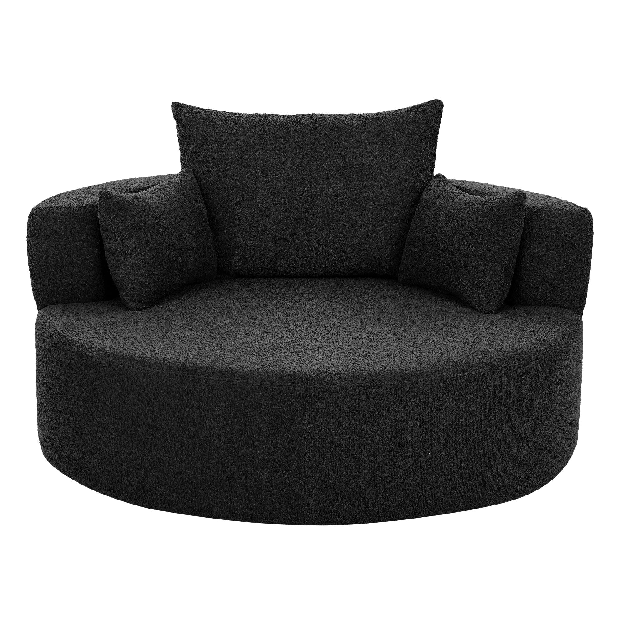 360° Swivel Chair Accent Barrel Chair With Removable Pillows - Best Buy Furniture