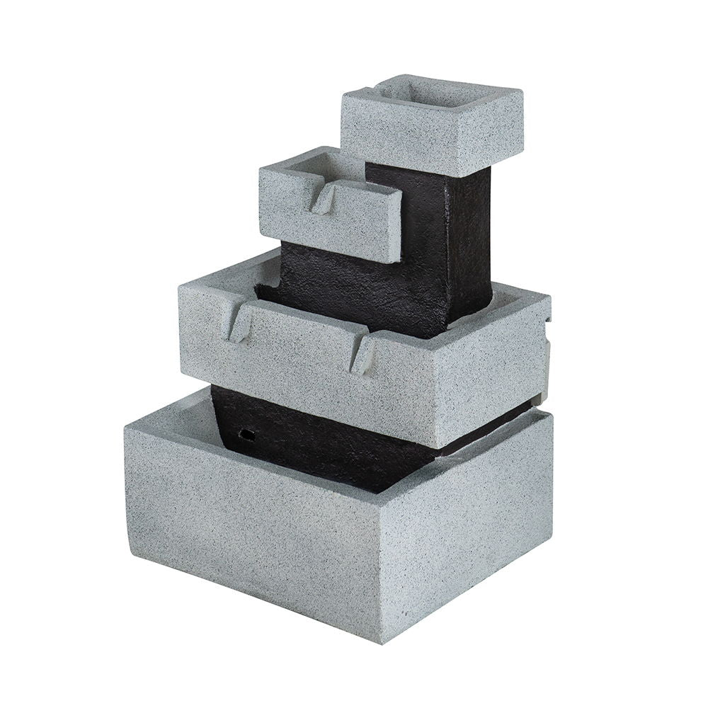 Decorative 4 Tier Block Fountain With Light, For Indoor And Outdoor - Black / Gray - Best Buy Furniture