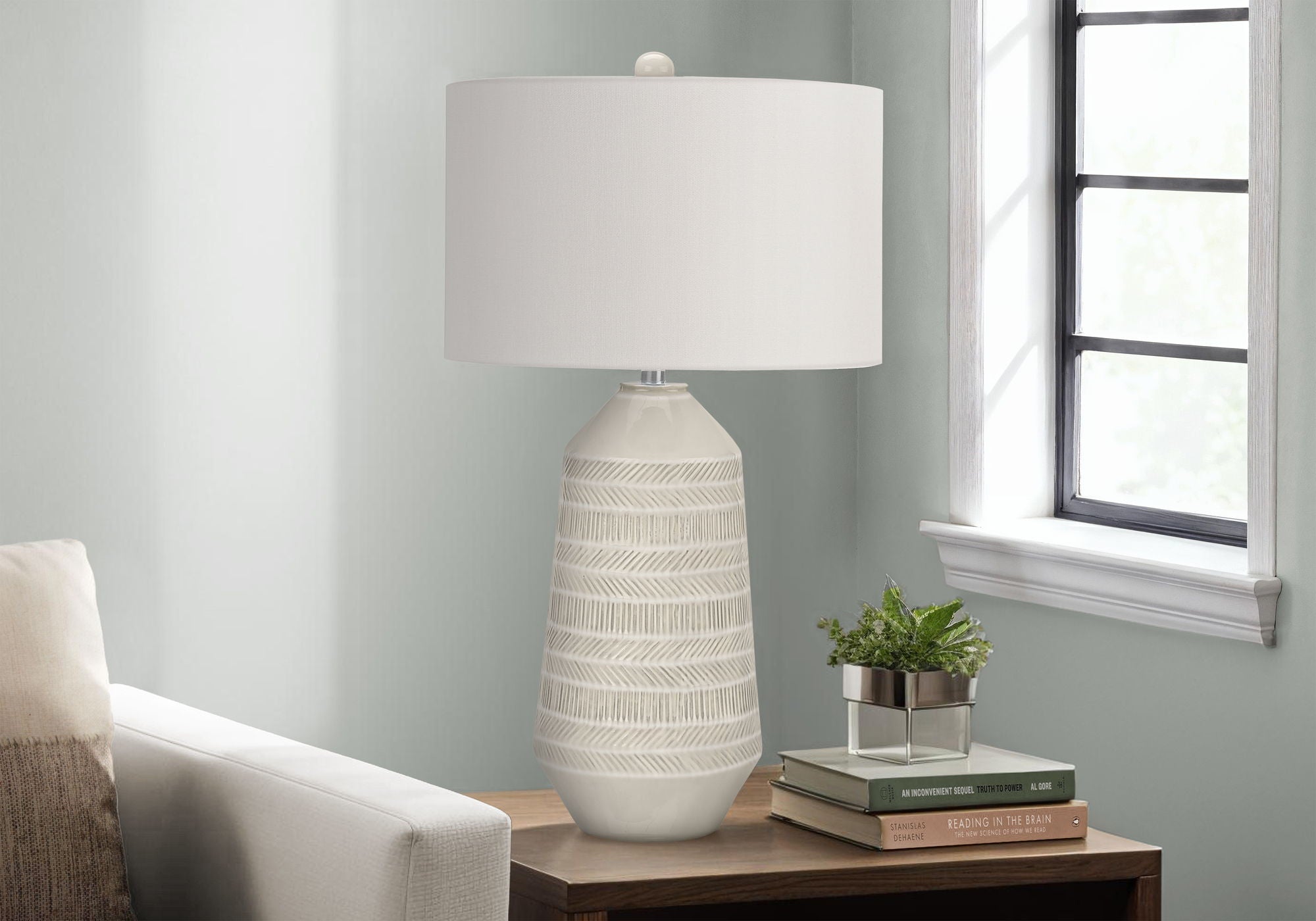 Contemporary Lighting, Table Lamp, Ceramic - Cream - Best Buy Furniture