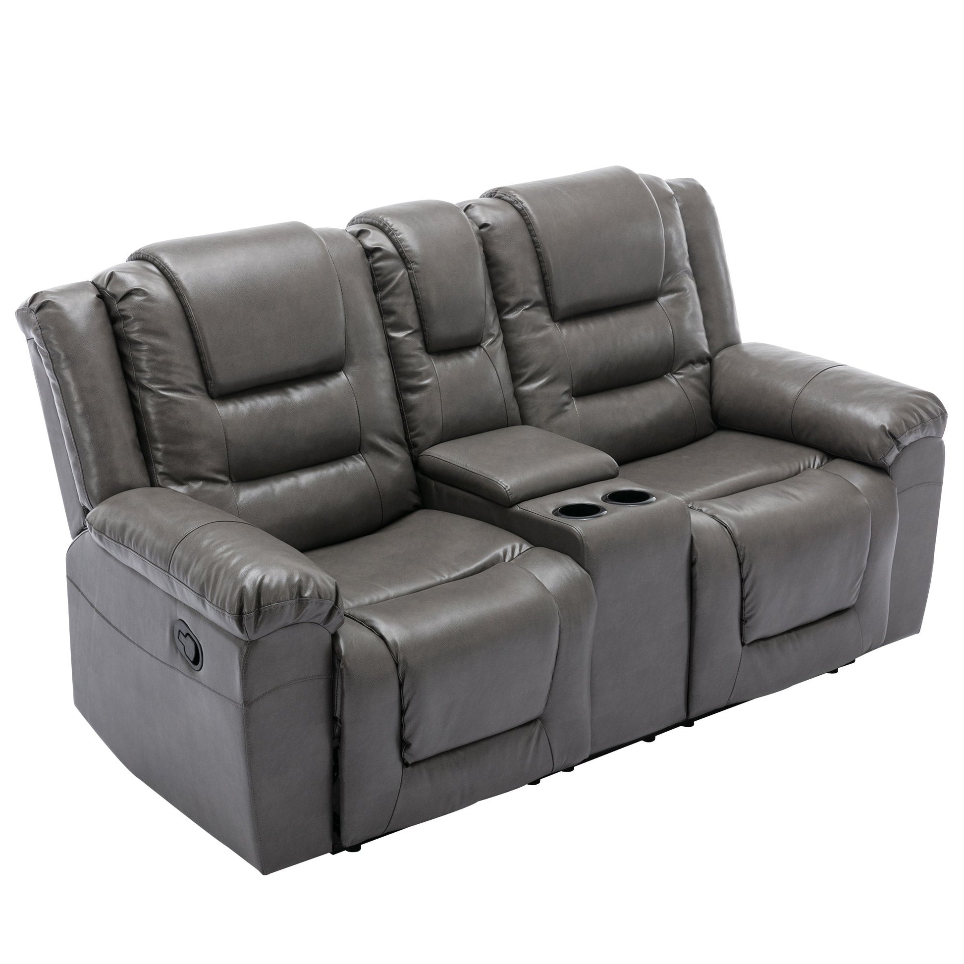 Home Theater Recliner Set Manual Recliner Chair With Wide Armrest, Two Built-In Cup Holders For Living Room - Best Buy Furniture