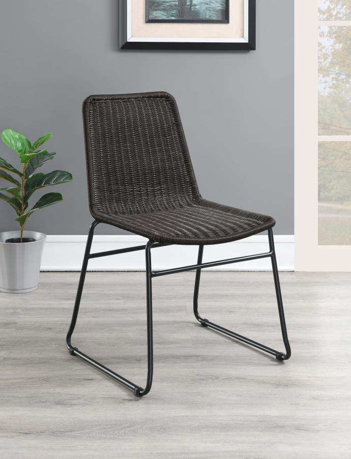 Dacy - Faux Rattan Metal Dining Side Chair (Set of 2) - Brown - Best Buy Furniture