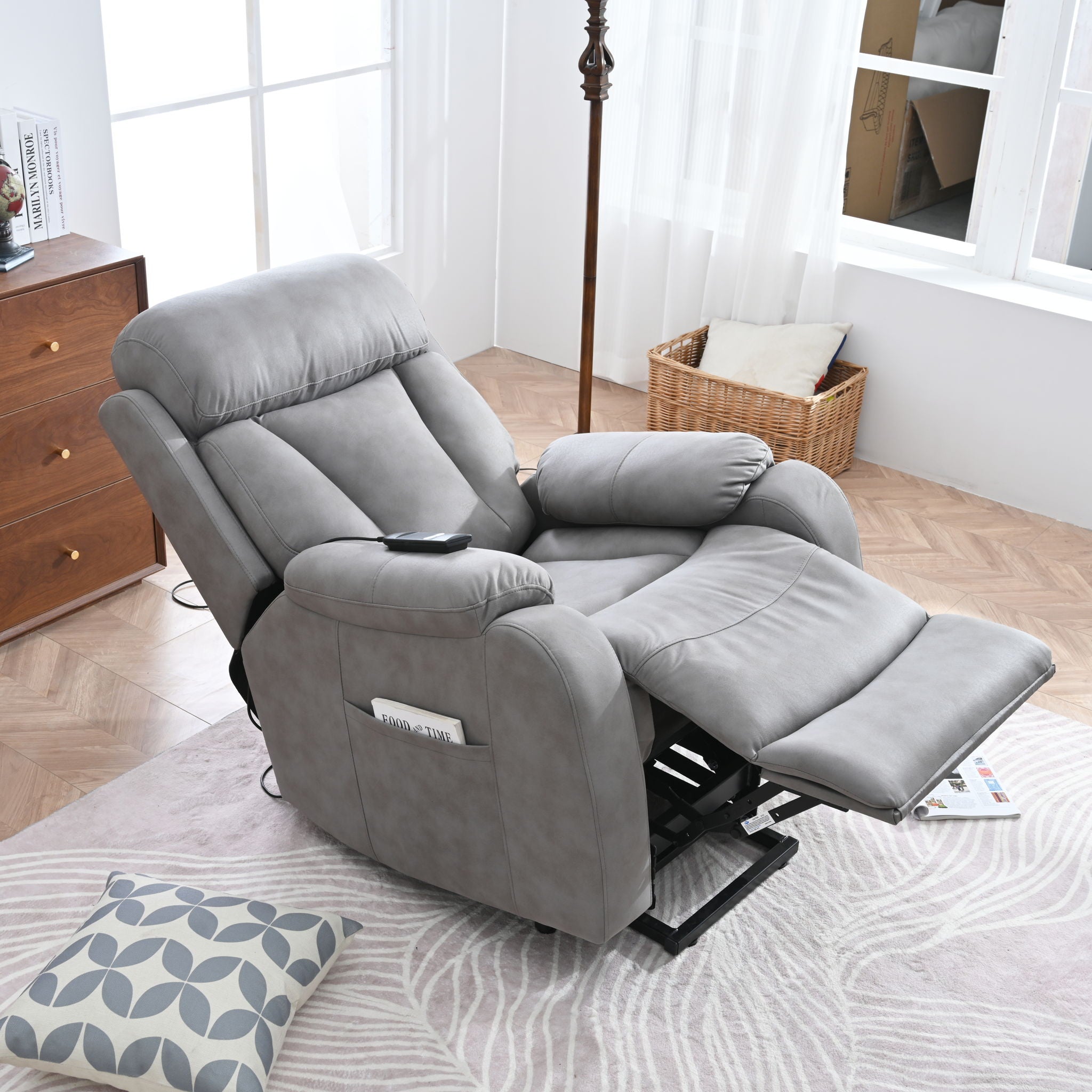 Lift Chair Recliner For Elderly Power Remote Control Recliner Sofa Relax Soft Chair Anti-Skid Australia Cashmere Fabric Furniture Living Room - Best Buy Furniture