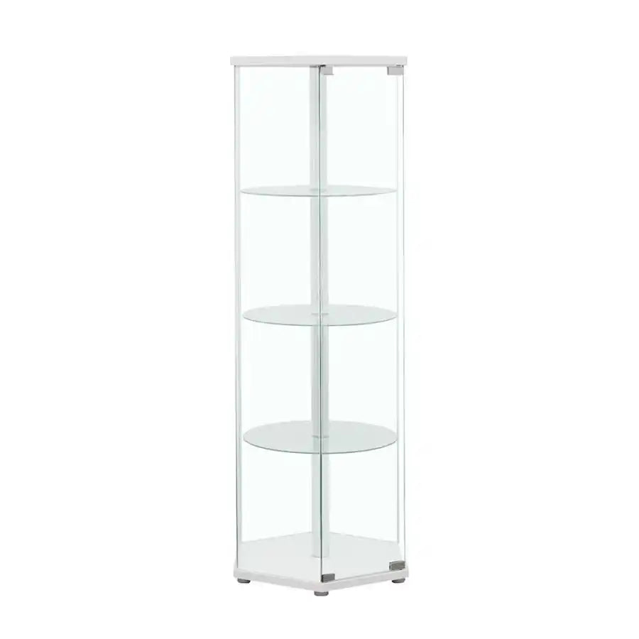 Zahavah - 4-Shelf Hexagonal Clear Glass Curio Cabinet - Best Buy Furniture