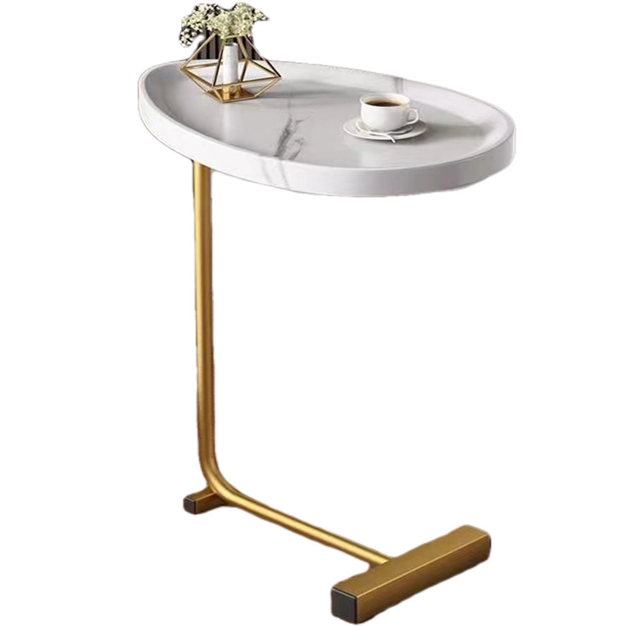 White C-Shaped Narrow Side Table - Best Buy Furniture