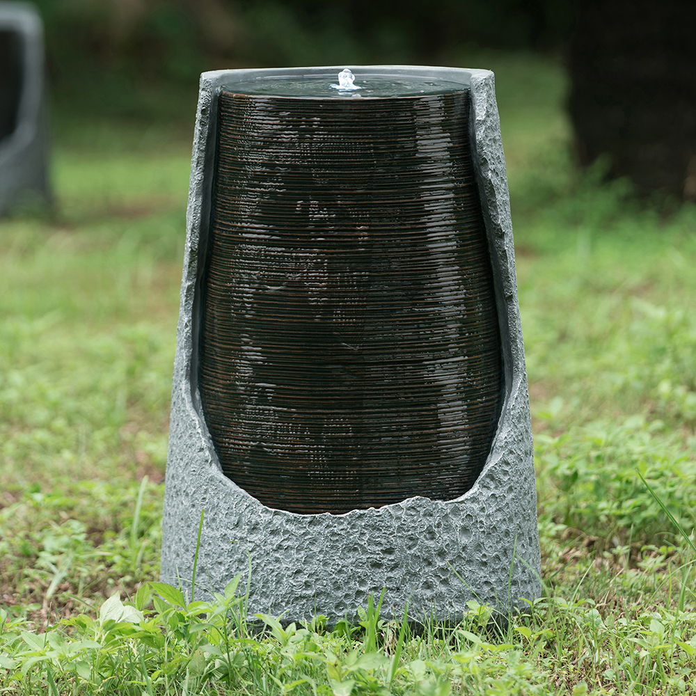 Indoor Outdoor Water Fountain, Unique Broken Urn Fountain Chic Dynamic Modern Design With Light For Garden - Best Buy Furniture