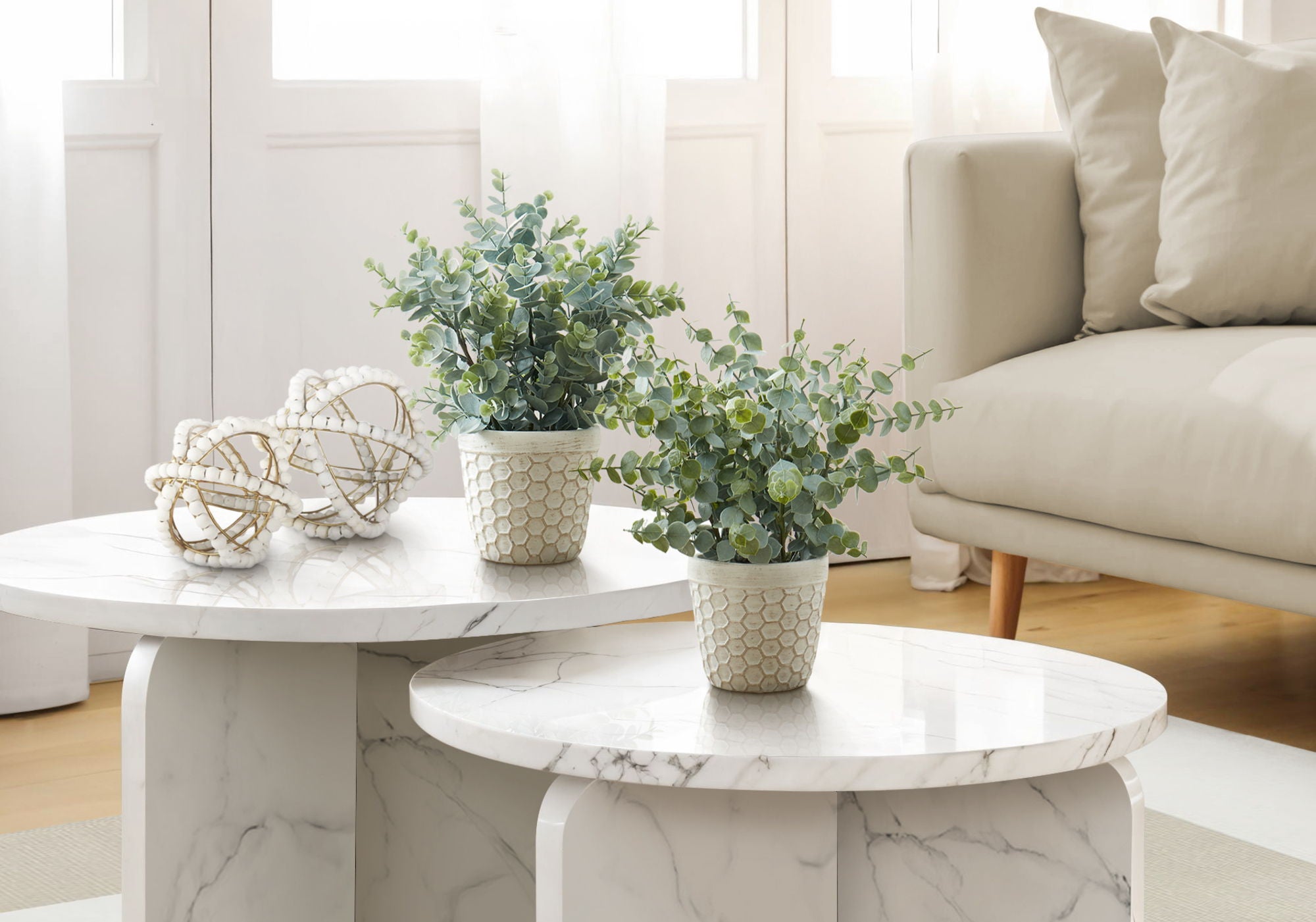 13" Tall, Artificial Plant, Eucalyptus Grass, Indoor, Faux, Fake, Table, Greenery, Potted, Decorative (Set of 2) - Green / White - Best Buy Furniture