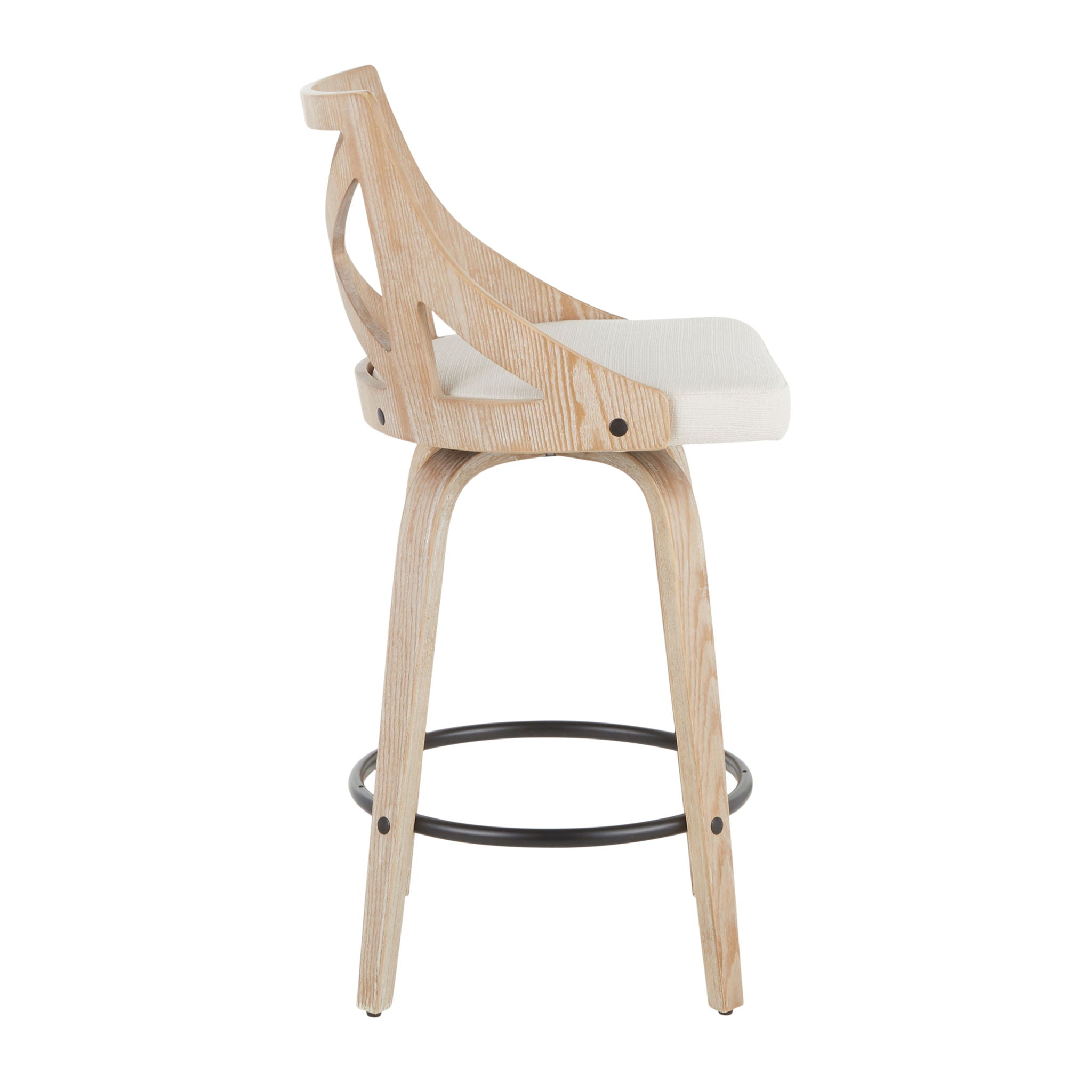 Charlotte - Farmhouse Fixed Height Counter Stool With Swivel (Set of 2) - White Washed / Cream - Best Buy Furniture