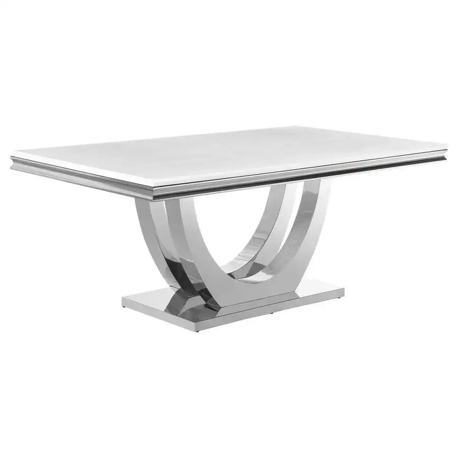 Kerwin - Rectangular Stone Top Dining Table - White - Best Buy Furniture