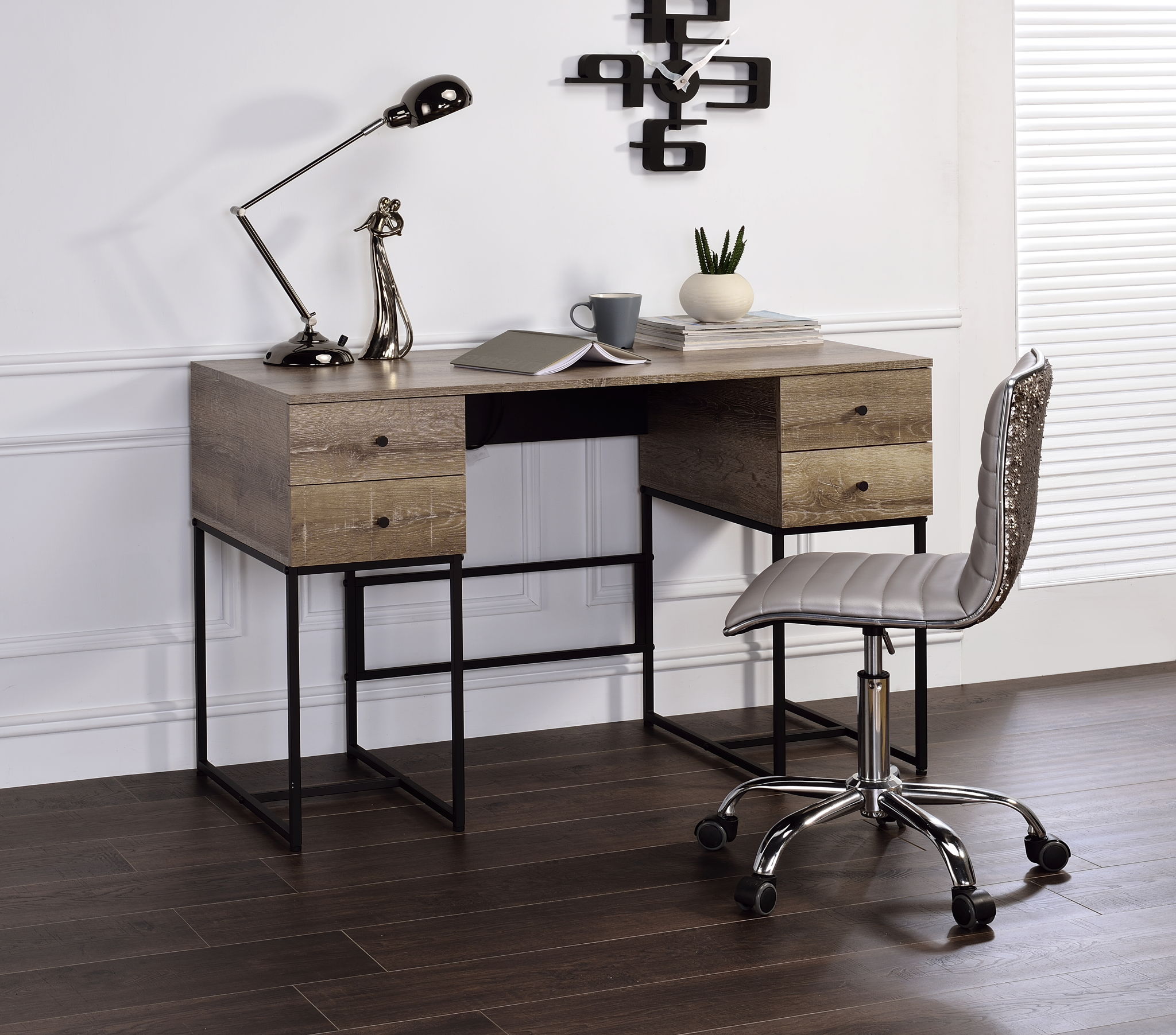Desirre - Wirting Desk With USB Port - Oak - Best Buy Furniture