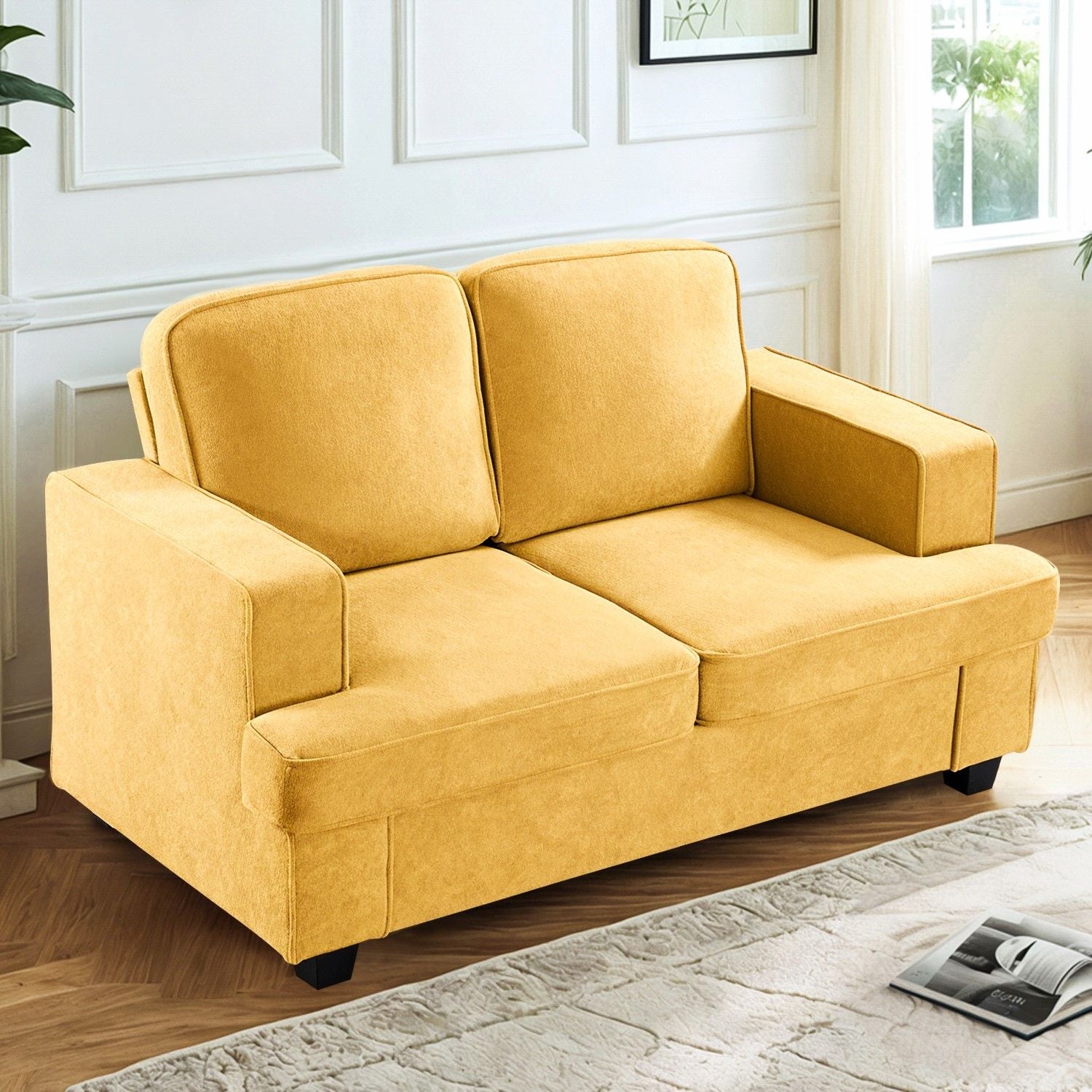 Modern Loveseat, Comfortable 2 Seater Couch With Deep Seating, Loose Back Cushions, Wide Arms - Best Buy Furniture