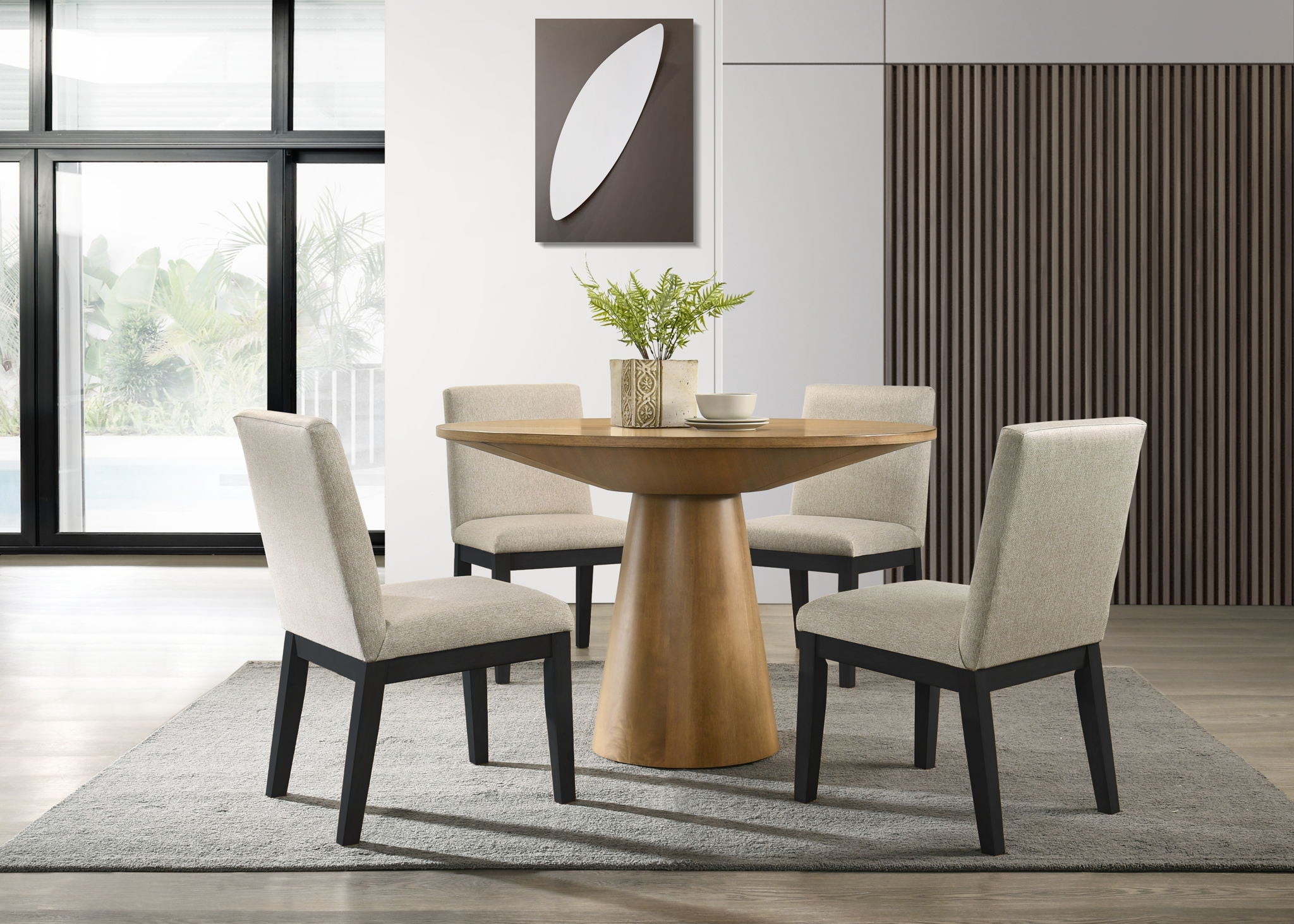 Jasper - Contemporary Round Dining Table With Black Finish Chairs - Best Buy Furniture
