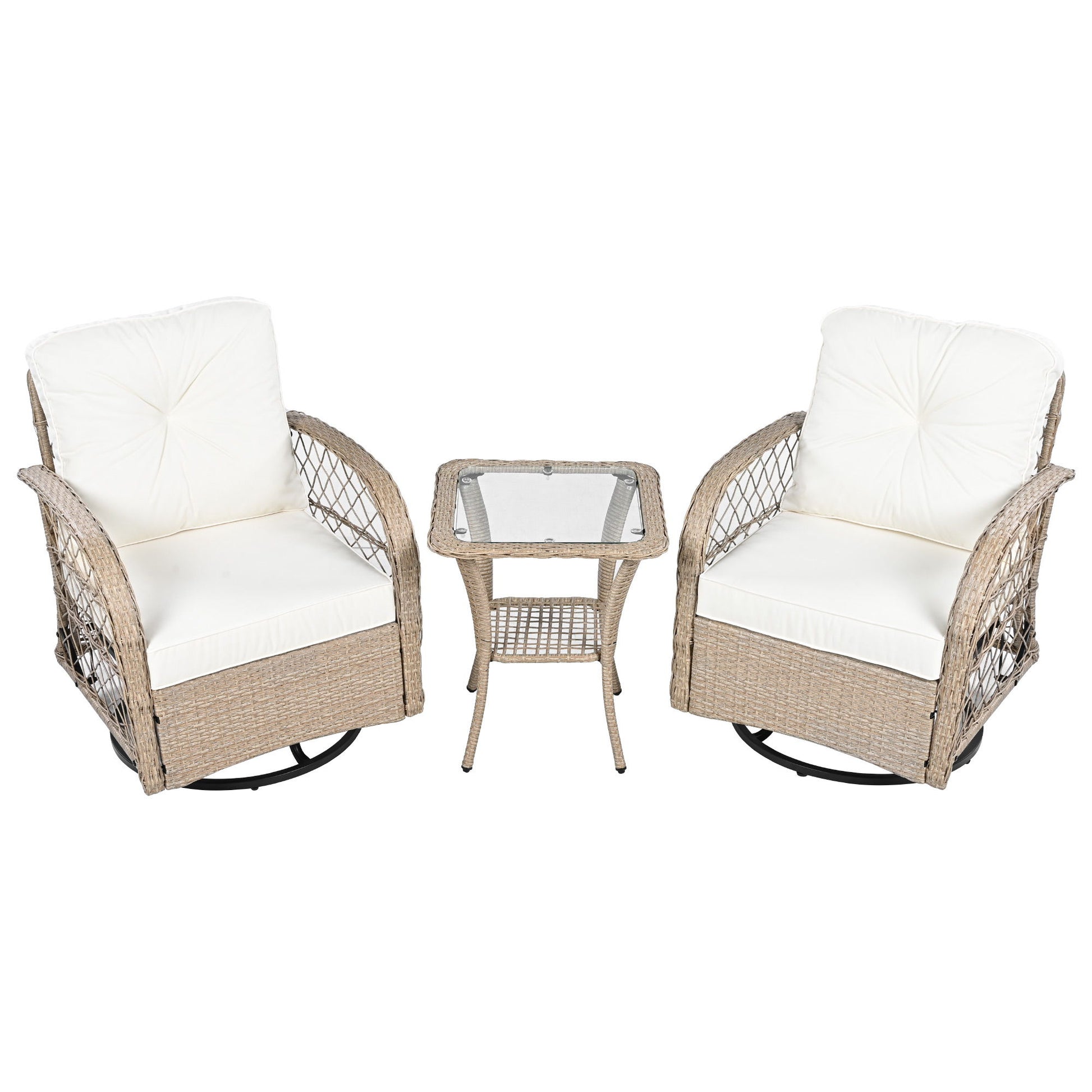 3 Piece Outdoor Chair & Table Set Chat Set, 2 Person Rattan Seating Group - Best Buy Furniture