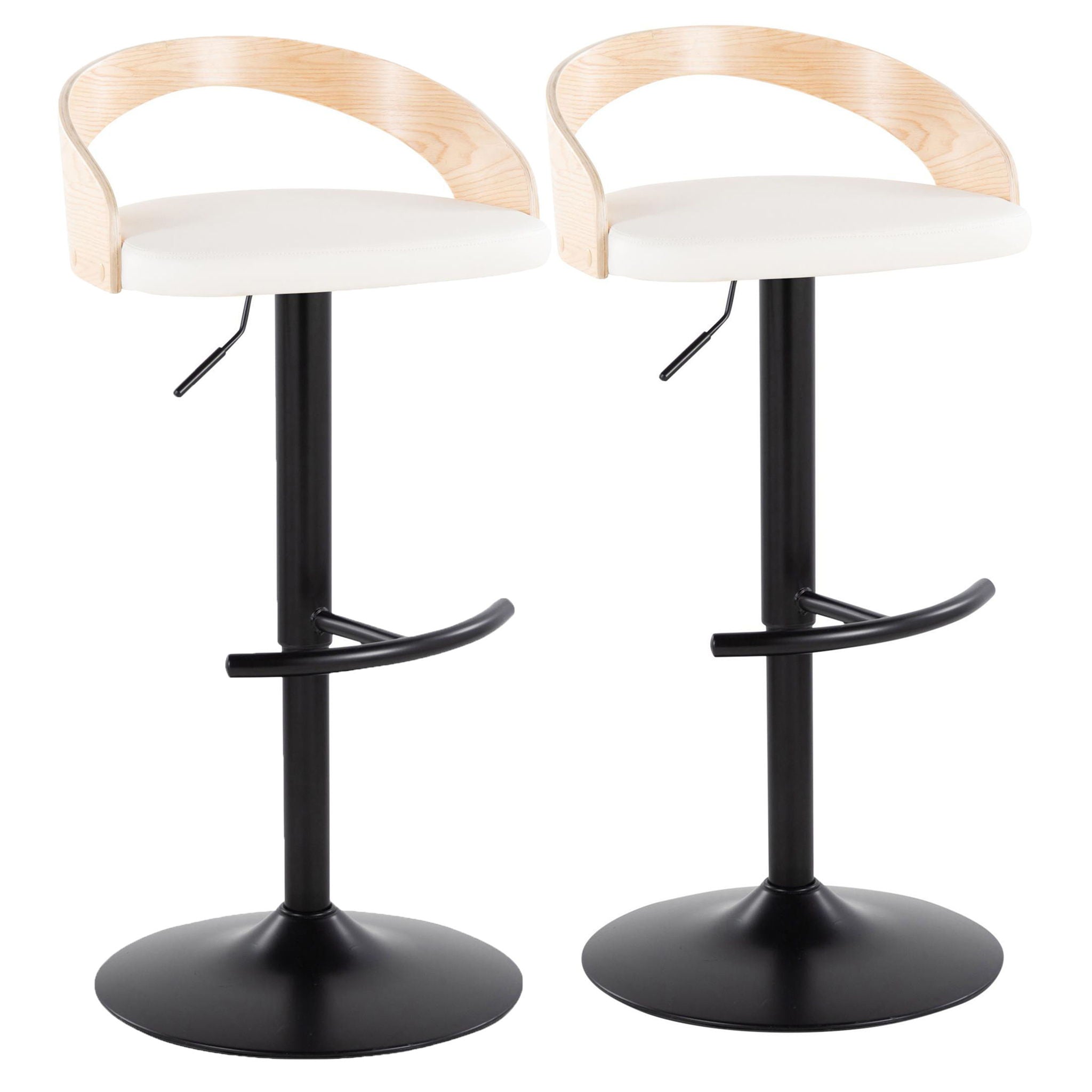 Grotto - Contemporary Adjustable Barstool With Swivel & Rounded T Footrest (Set of 2) - Best Buy Furniture