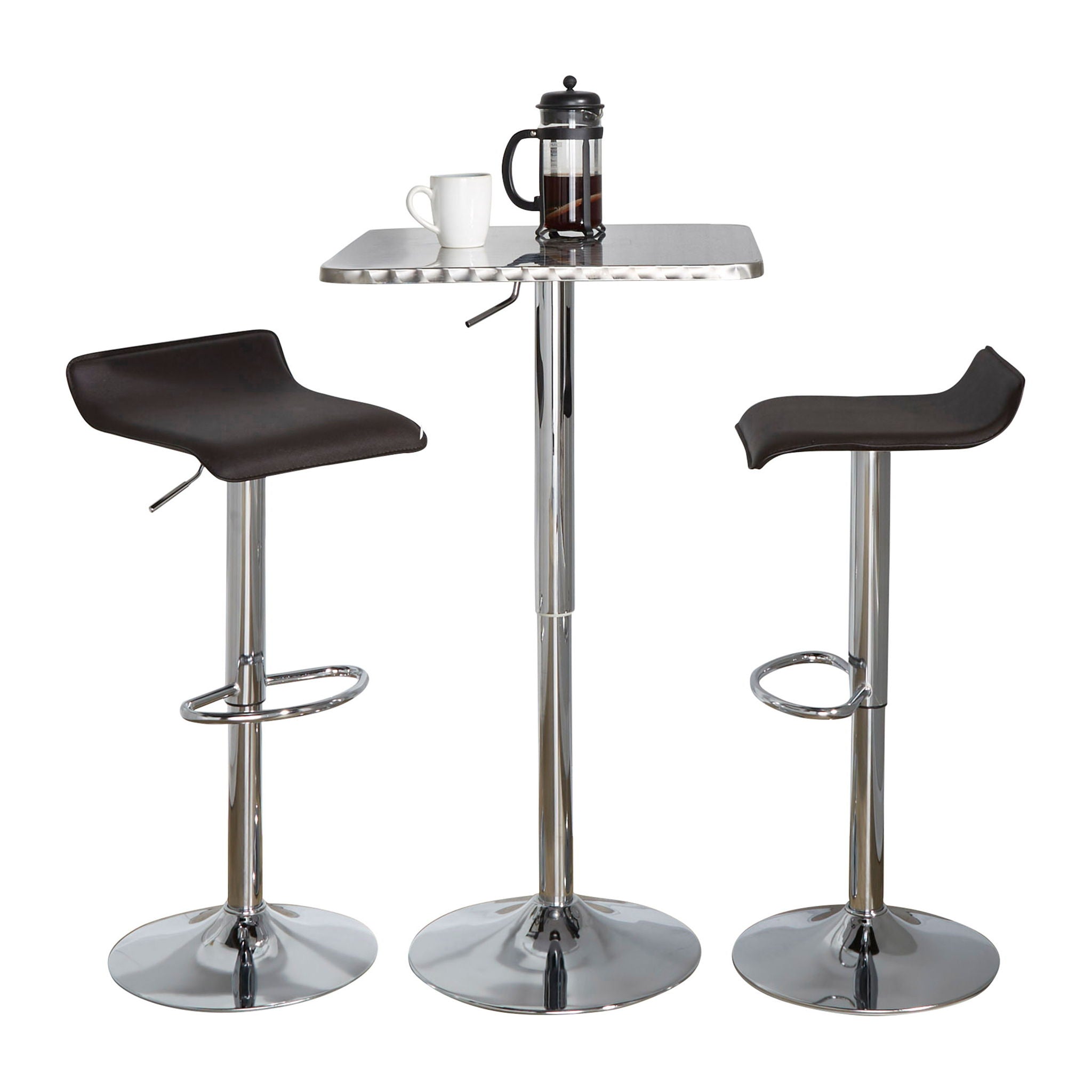 Ale - 3 Piece Bar Set Bistro Square Contemporary Adjustable Oval Footrest - Best Buy Furniture
