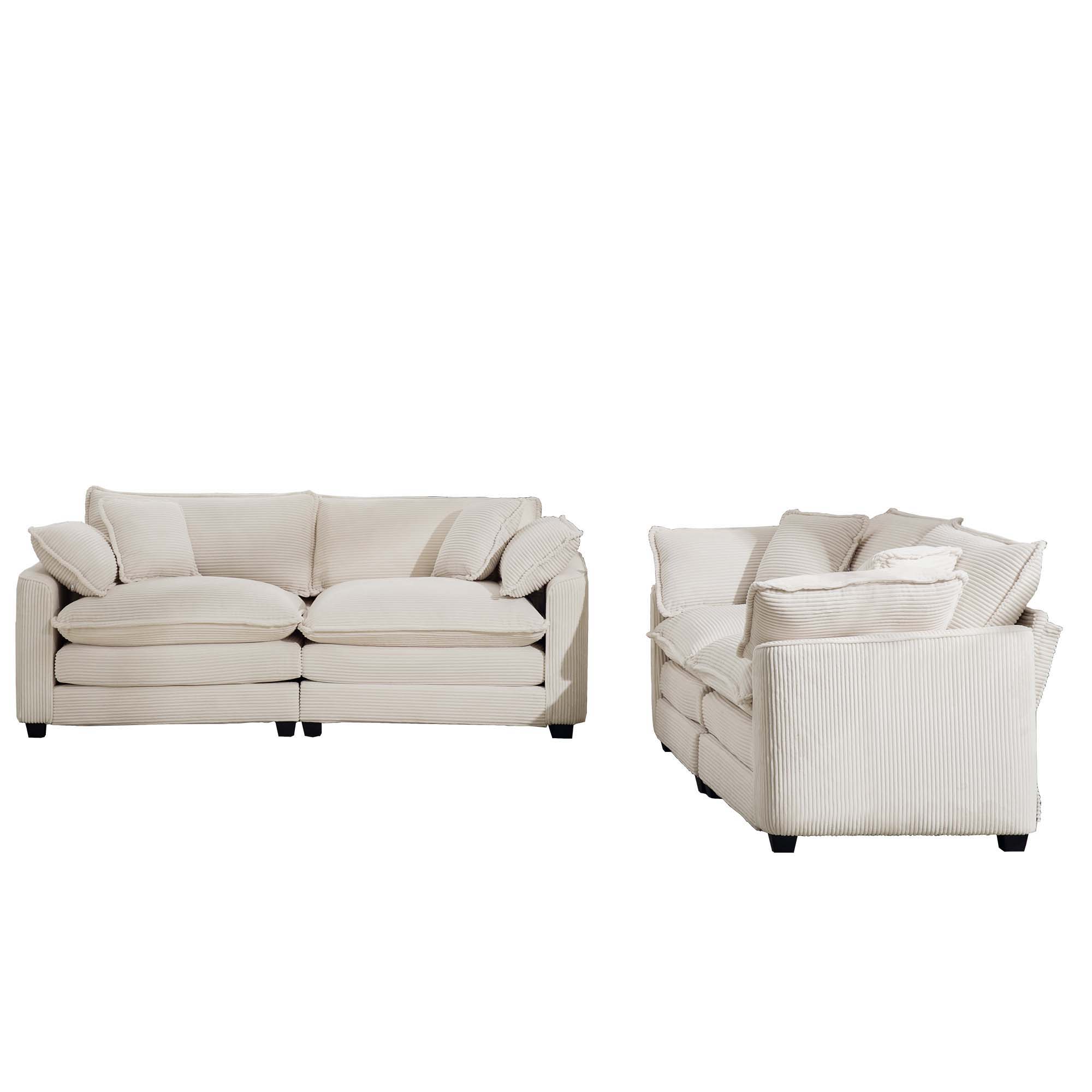 Elegant Corduroy Oversized Sectional Sofa Set With Deep Seats And Flexible Layout - Best Buy Furniture