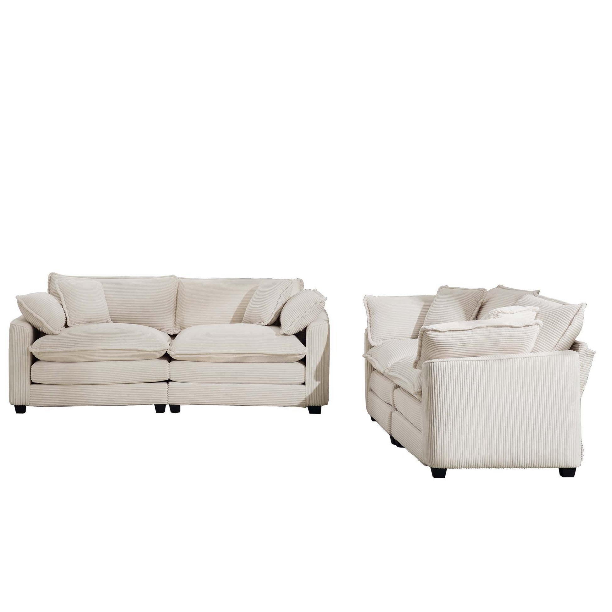 Elegant Corduroy Oversized Sectional Sofa Set With Deep Seats And Flexible Layout - Best Buy Furniture