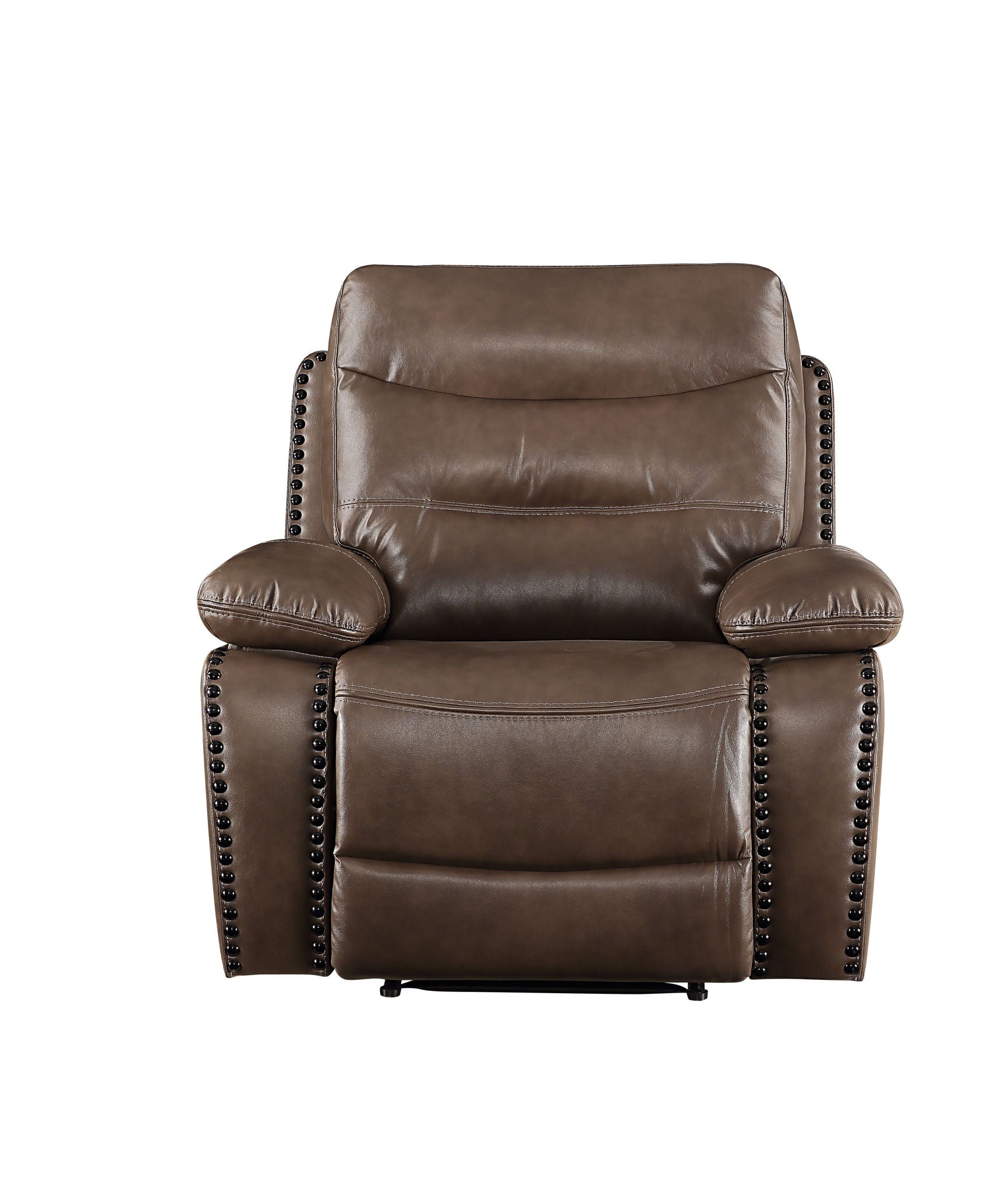 Aashi - Leather Gel Match 3 Piece Recliner Living Room Set - Brown - Best Buy Furniture