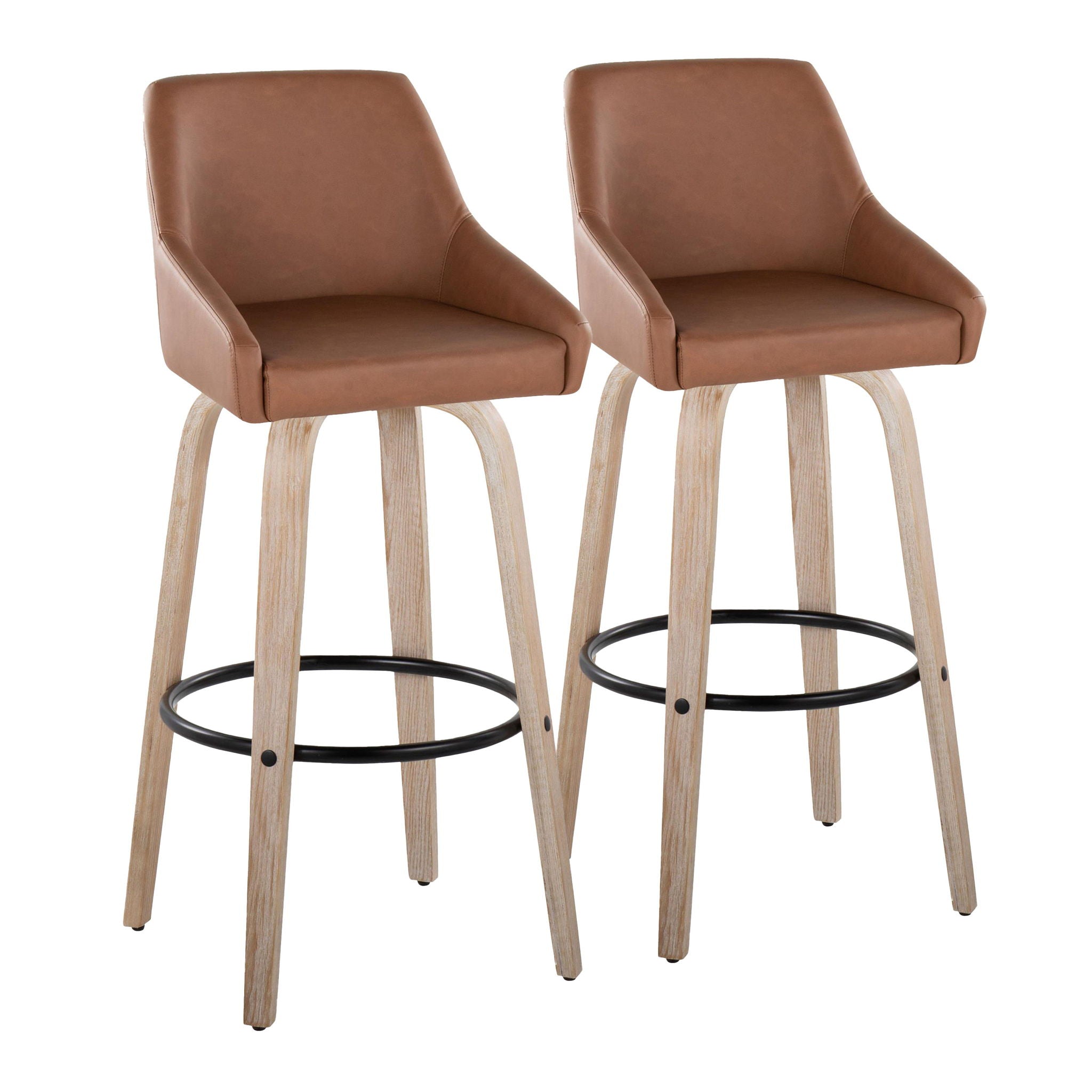 Hannah - Transitional Fixed Height Barstool With Swivel With Round Footrest (Set of 2) - Best Buy Furniture